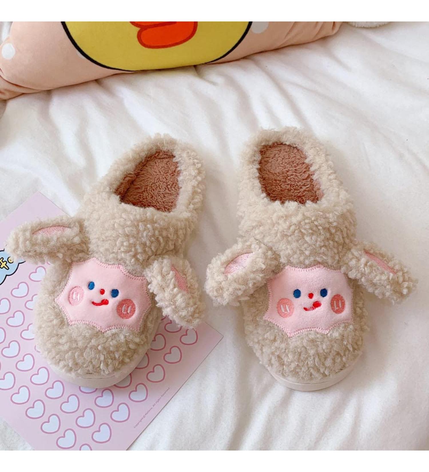 Cute & Comfortable Diabetic Slippers | Plush Warm Cotton Shoes | Brown Anti-Skid Sole - Size 5-6 US - Buy Online on GoSupps.com