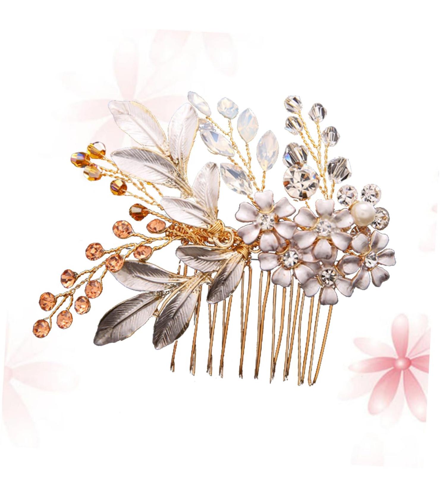 DOITOOL Hair Combs for Women Beige Bath Towel Essential Oils Wallet Pearl Hair Barrettes Hair Accessories for Prom Ice Face Mold Wedding Hair Clip Tiara European Style Bride - Buy Online on GoSupps.com
