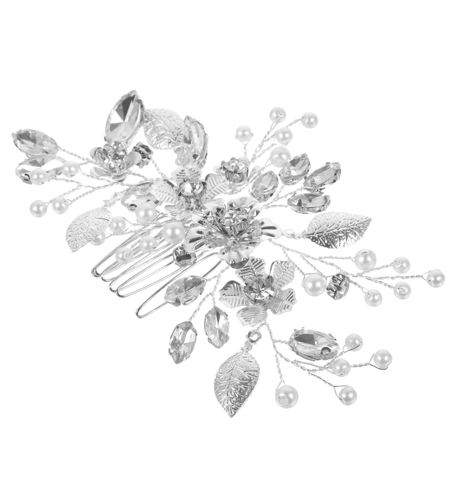 DOITOOL Zinc alloy wedding hair accessories headgear rhinestones flower hair comb the flowers bride hair comb bridal hair side comb Iron sheets wedding hair side comb hair - Buy Online on GoSupps.com
