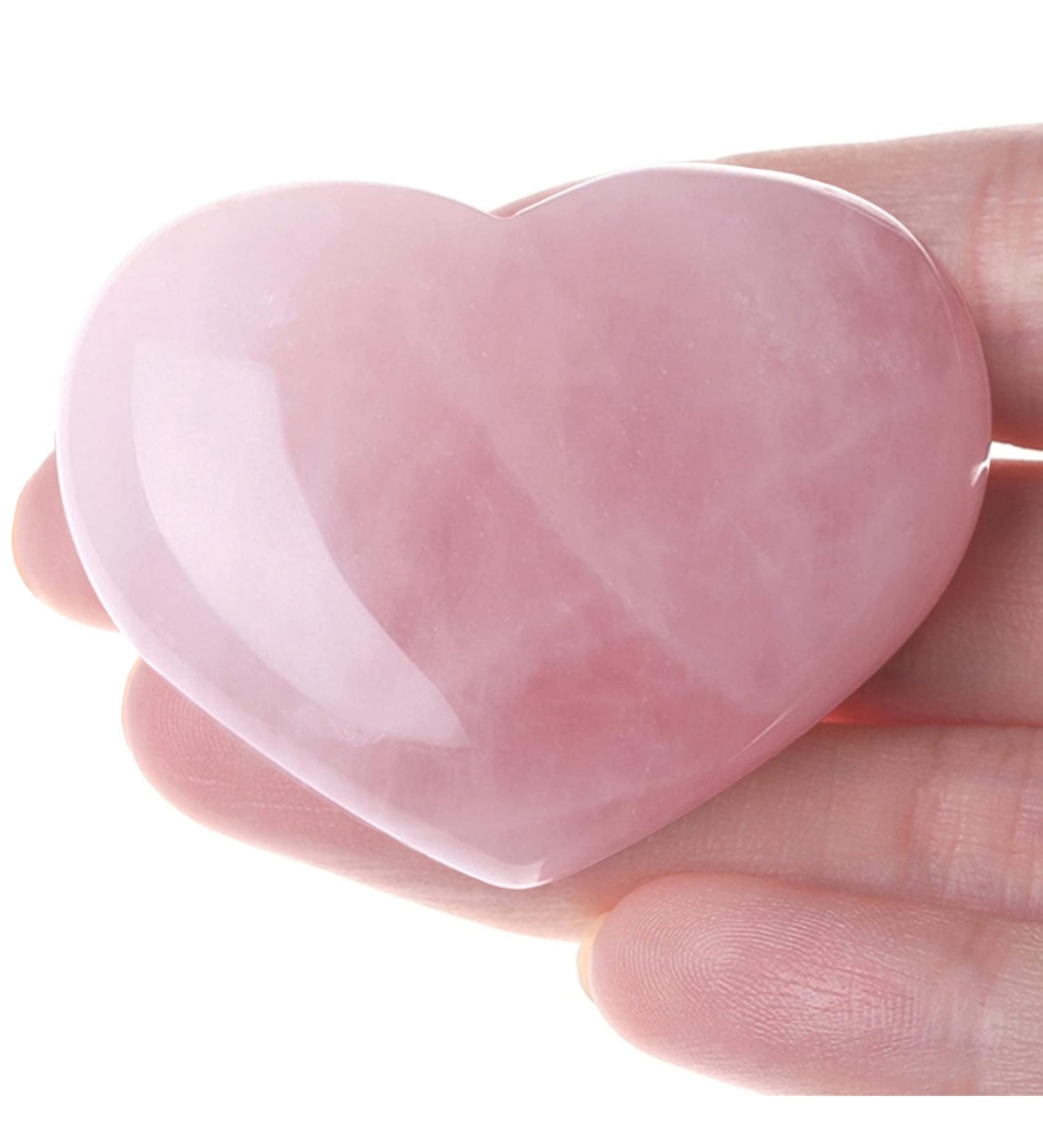 Rose Quartz Heart Crystal 45mm - Natural Reiki Healing Stone for Anxiety Relief, Meditation, and Energy Balancing - Buy Online on GoSupps.com