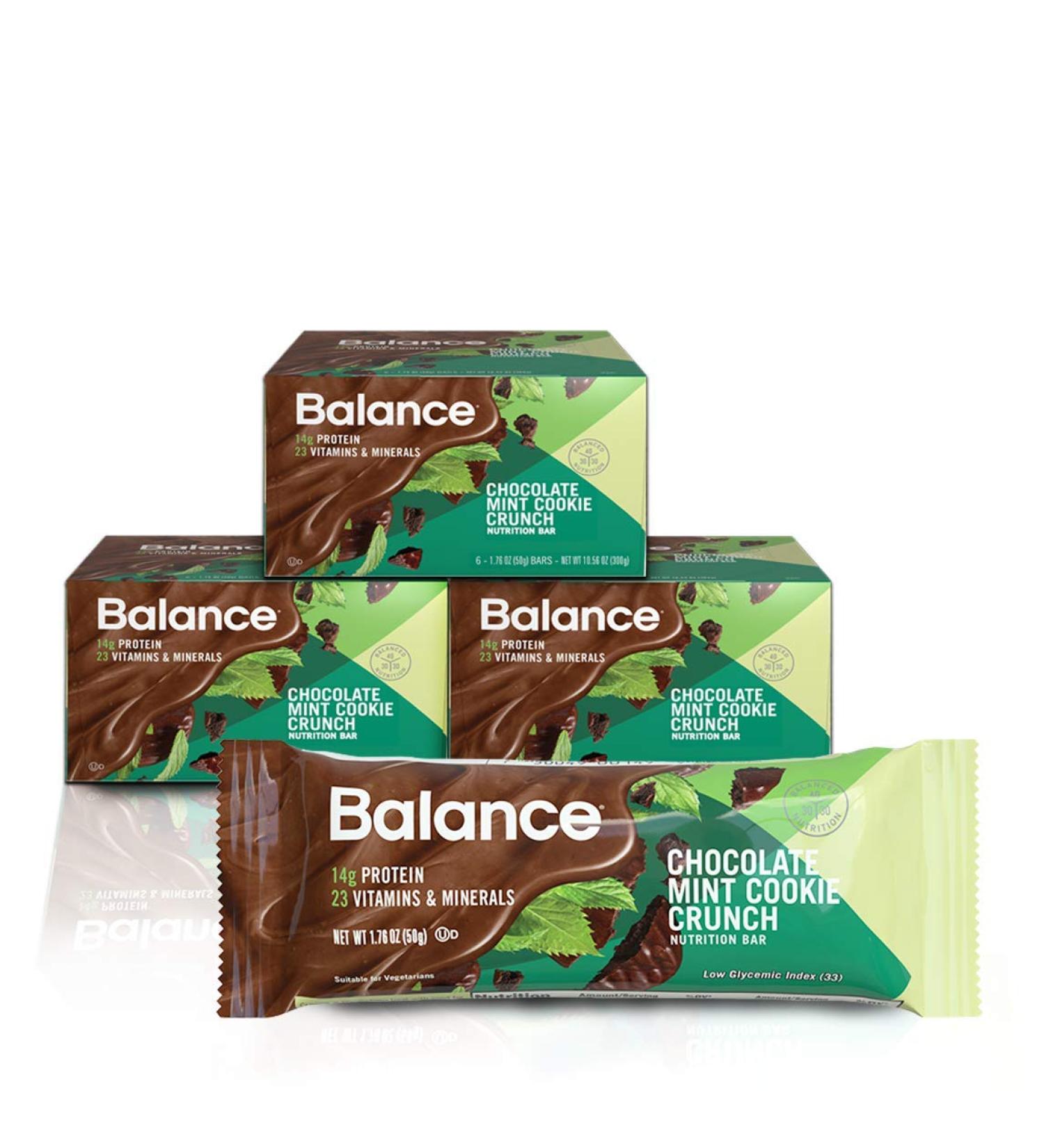 Balance Bar Protein Snacks - Chocolate Mint Cookie Crunch, Immunity Boosting Vitamins, Pack of 3 (6-Count) - Buy Online on GoSupps.com