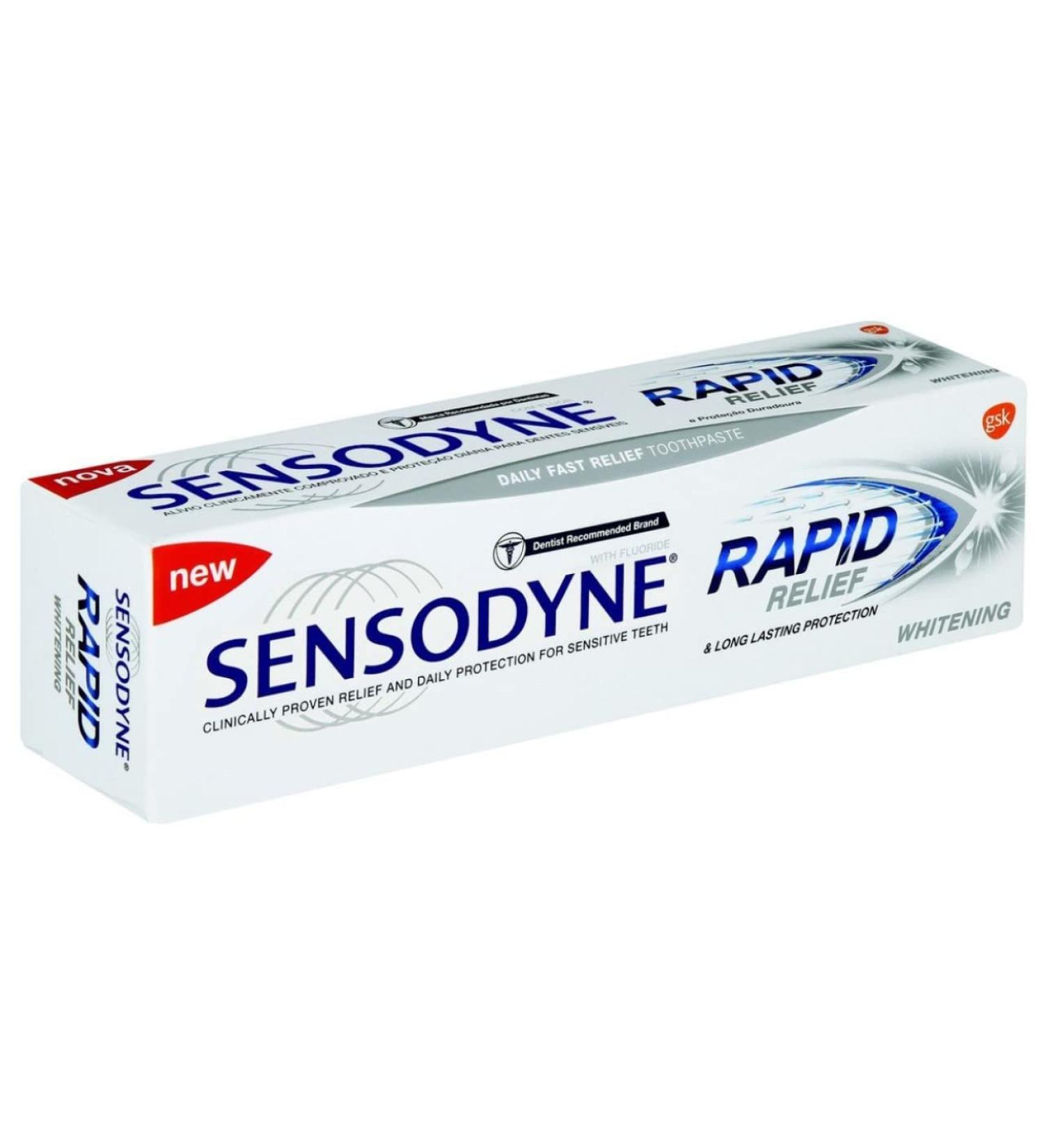 Sensodyne Rapid Relief Whitening Toothpaste 75ml - Fast-Acting Sensitivity Relief & Whitening - International Shipping Available - Buy Online on GoSupps.com