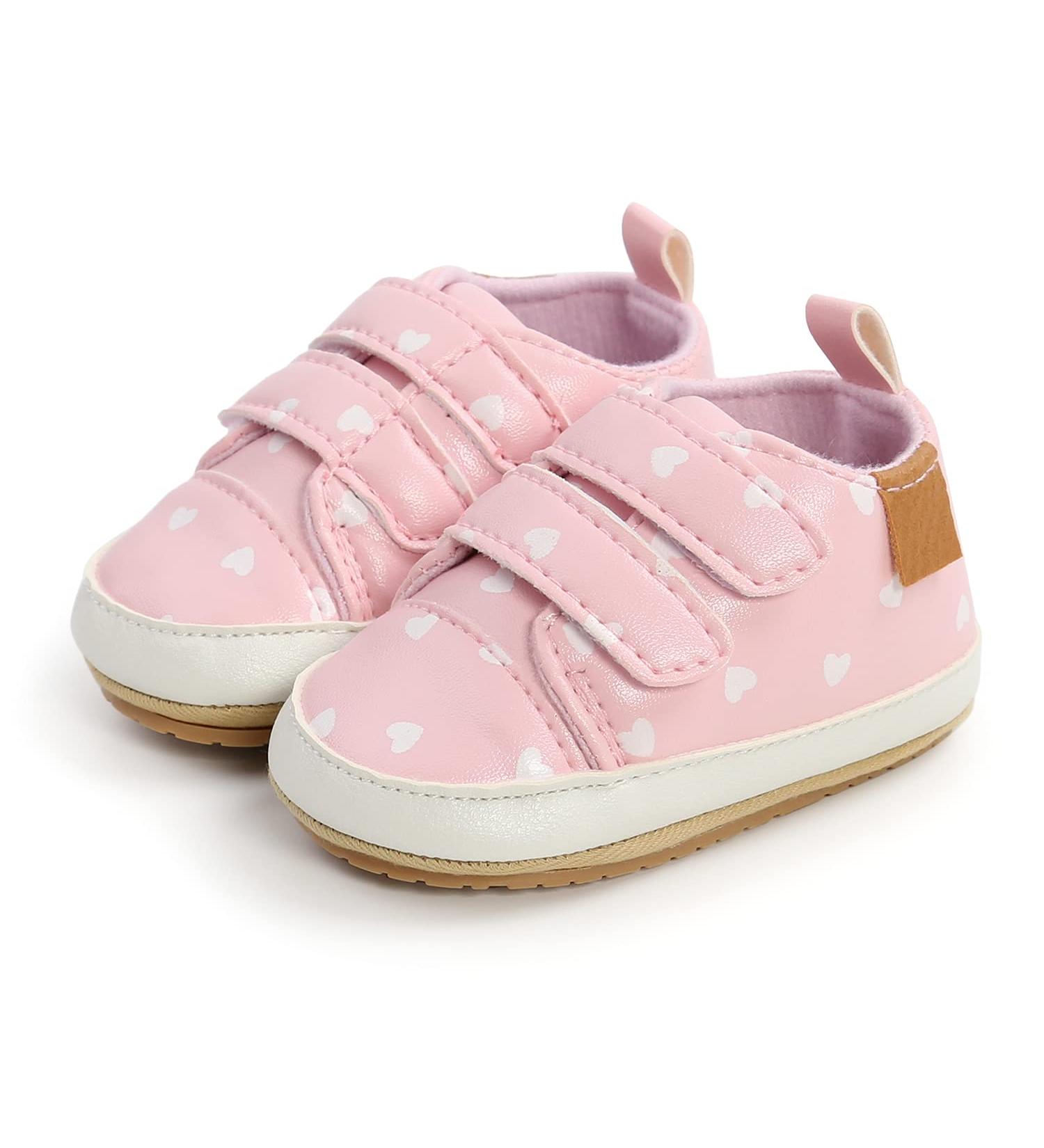MK MATT KEELY Baby Girl First Walking Shoes - Anti-Slip Soft PU Leather Sneakers (Pink Heart) | Infant Toddler 3-6 Months - Buy Online on GoSupps.com