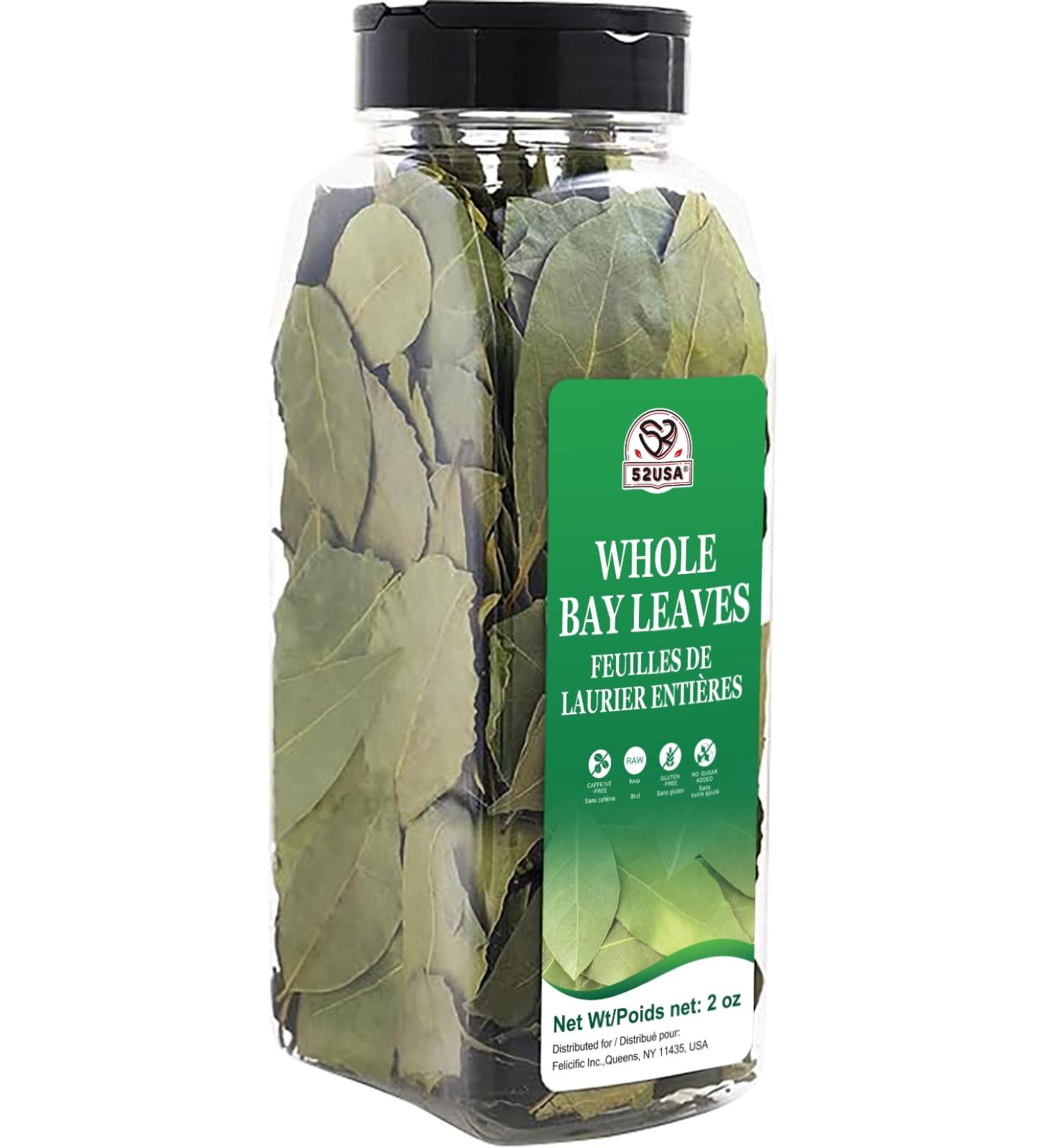 52USA Feuilles de laurier 56 7 g feuilles de laurier enti res enti rement naturelles sans gluten sans caf ine sans sucre feuilles de laurier s ch es herbes de laurier fra ches pour la cuisine - Buy Online on GoSupps.com