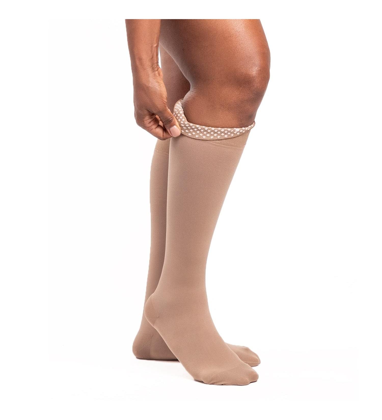 Buy Sigvaris Dynaven 972 Women's Closed Toe Knee Highs w/Grip Top - 20-30 mmHg Light Beige | International Shipping Available - Buy Online on GoSupps.com
