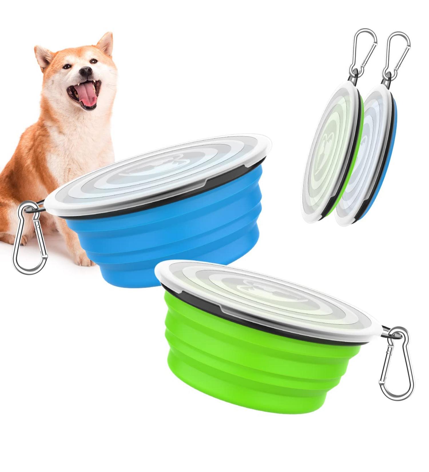 Buy Pawaboo Foldable Dog Bowl - Set of 2 1000ml Travel Bowls for Dogs | Eco-Friendly & Portable Dog Water Bowls - Buy Online on GoSupps.com