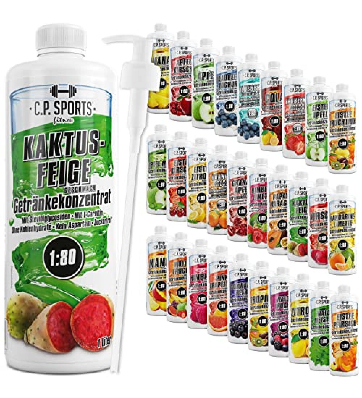 C.P.Sports Sugar-Free Beverage Syrup - Cactus Fig Mineral Drink Concentrate (2L + 2 Pump Donor) | Vitamins & Sports Hydration Mix - Buy Online on GoSupps.com