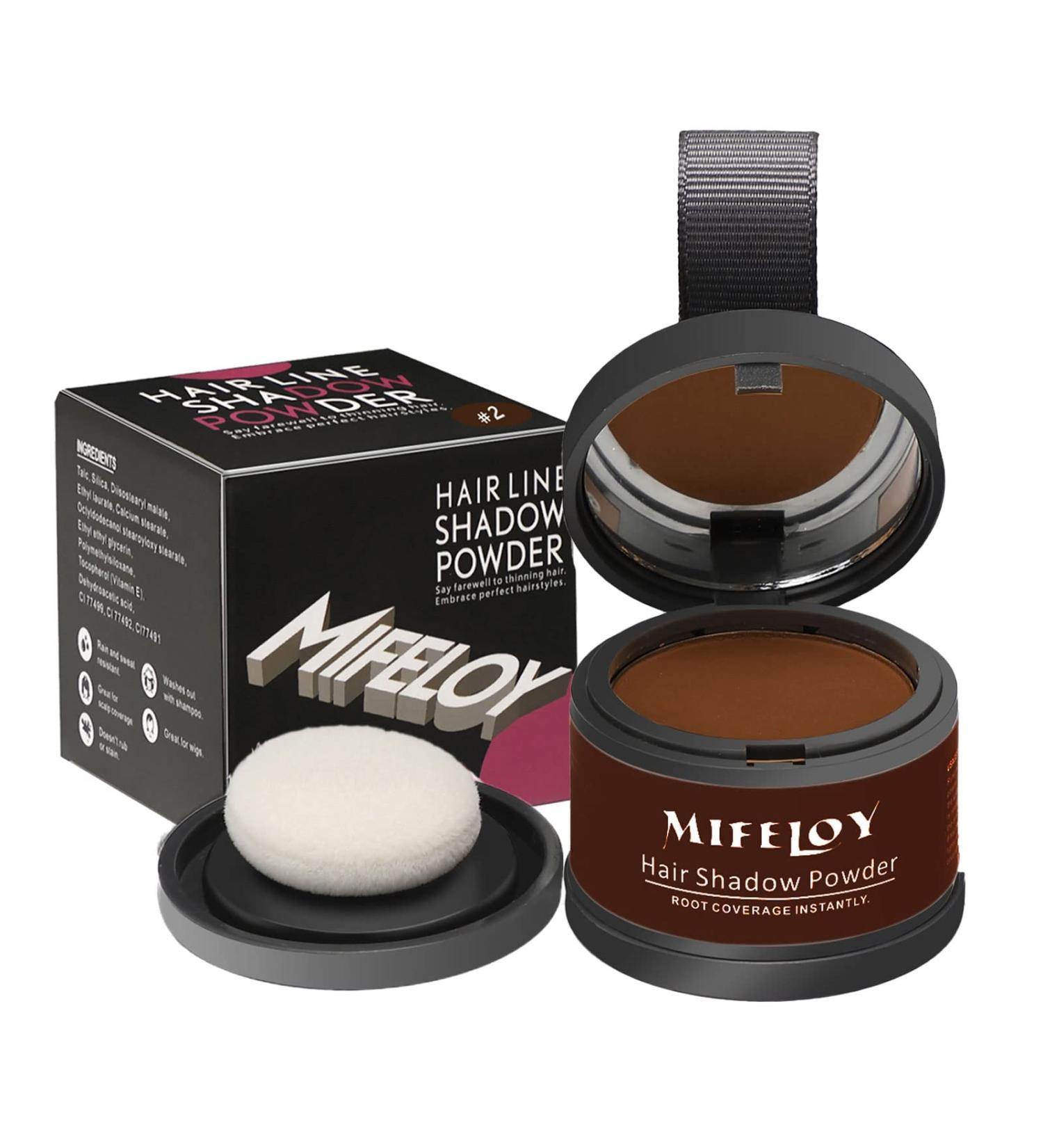 MiFeloy Hairline Powder with Mirror & Sponge | Waterproof Brown Concealer for Men & Women - Instant Hair Coverage & Makeup Base - Buy Online on GoSupps.com