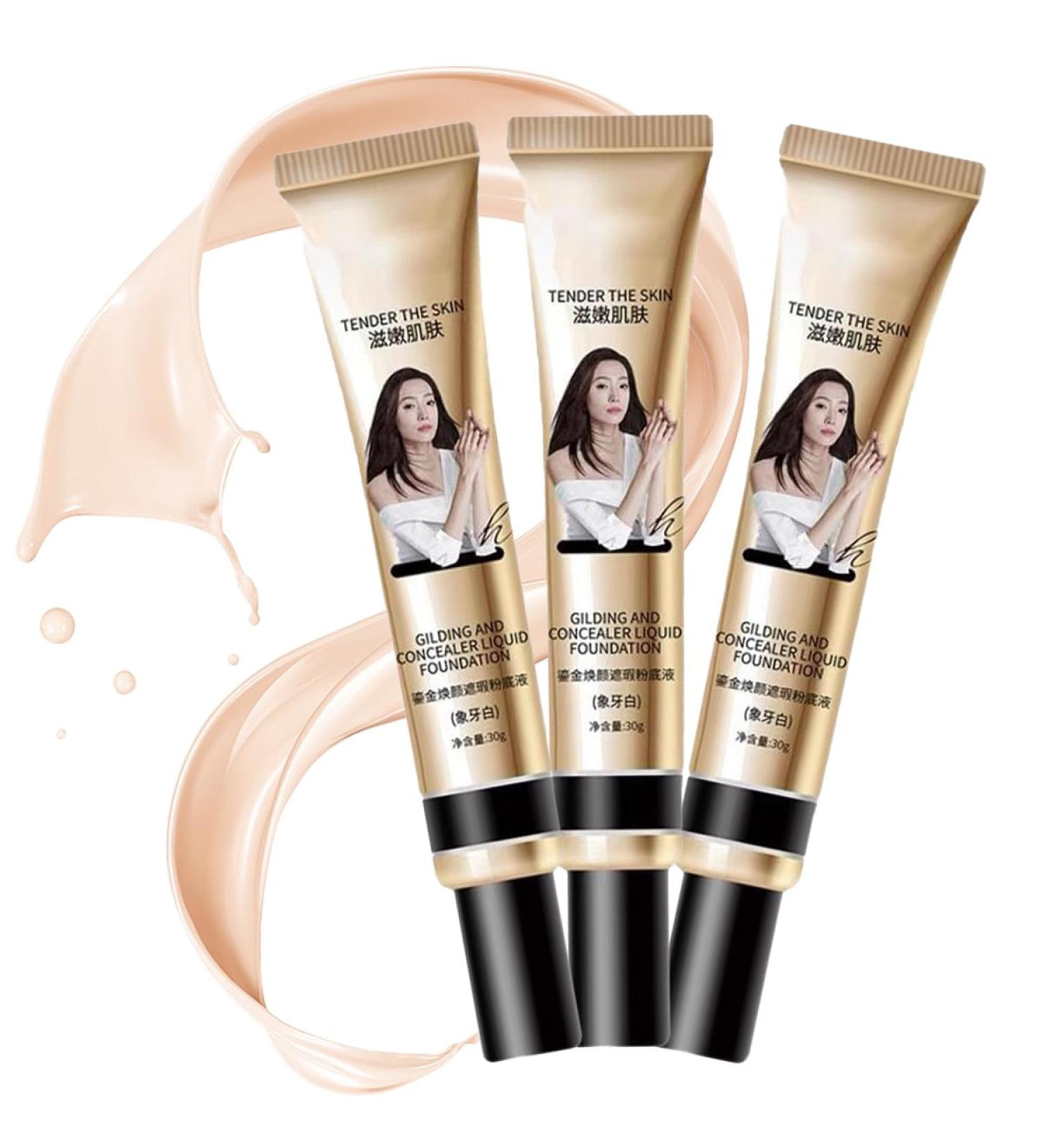 F V Concealer Foundation CC Liquid 30ml 24HR Matte Lightweight Long-Lasting Waterproof Foundation F V Concealer Foundation Base Makeup Moisturizing Liquid Full Coverage (2pcs 01+1pcs 02) - Buy Online on GoSupps.com