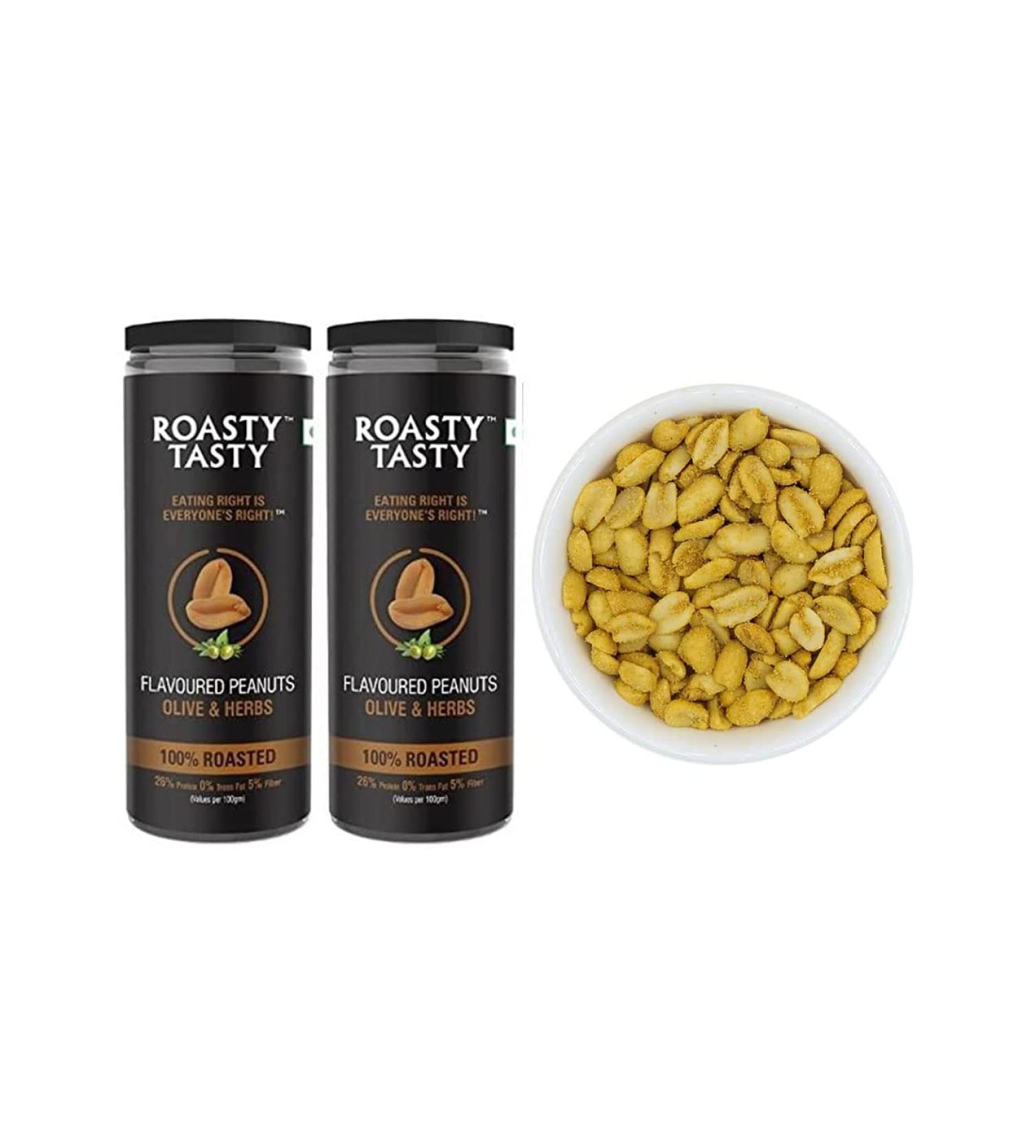 Roasty Tasty Flavoured Peanuts - Olive | Combo Pack Offer: Pack of 2-300gm (150gm Each)