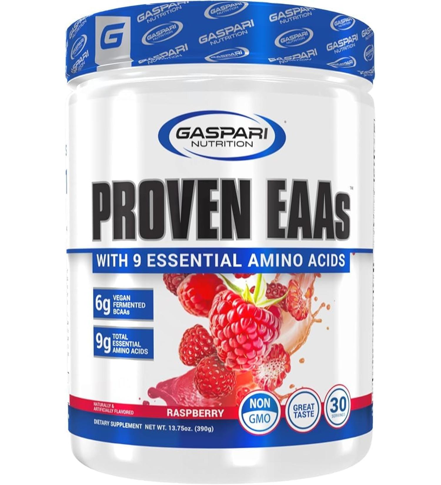 Gaspari Nutrition Proven EAAs, Vegan Fermented EAAs, Enhances Recovery & Replenishes Electrolytes, Non GMO (30 Servings, Raspberry) - Buy Online on GoSupps.com