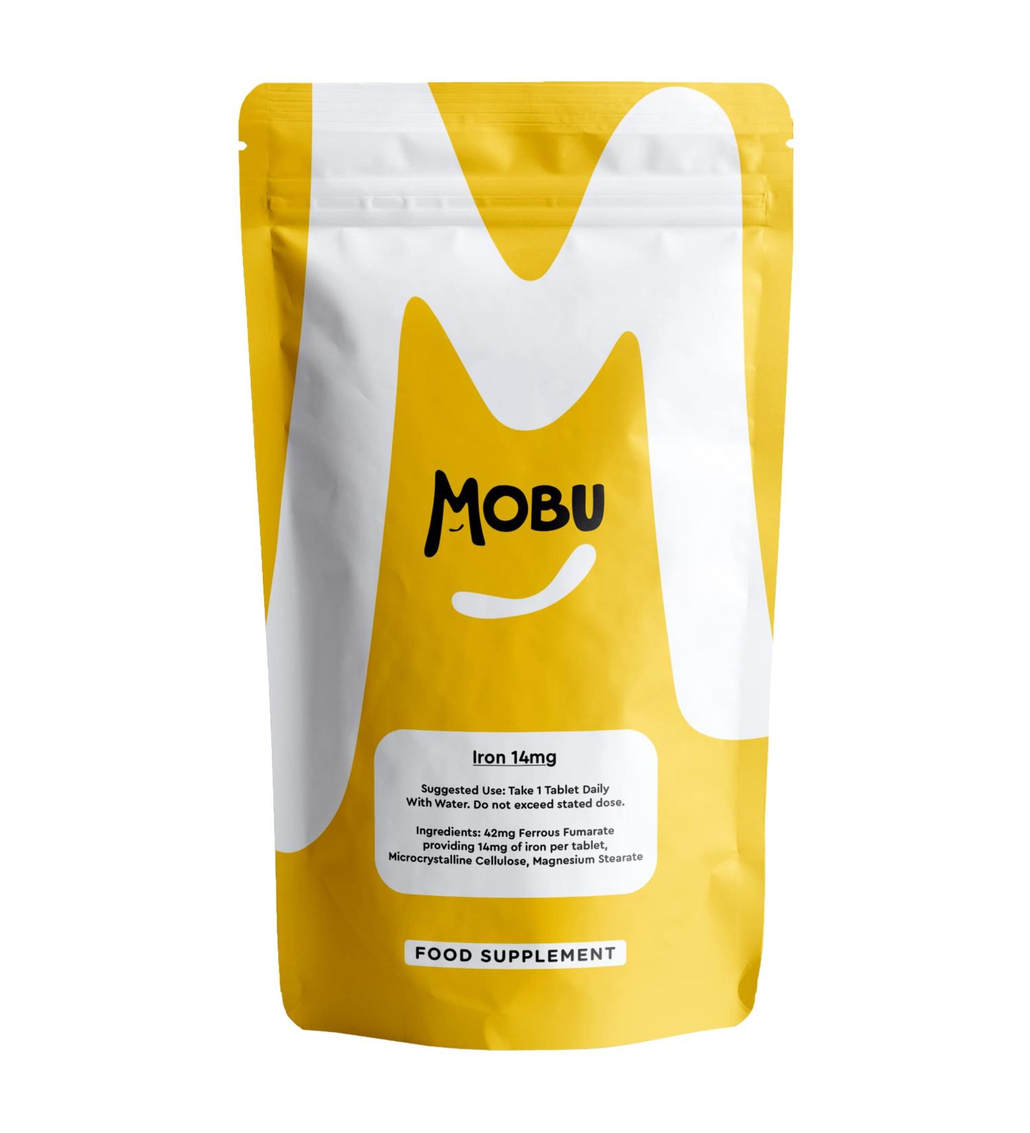 MOBU UK Made Iron Tablets 14mg - Vegan Supplement for Energy - 120 Tablets - Reduces Tiredness & Fatigue - Men & Women - Buy Online on GoSupps.com