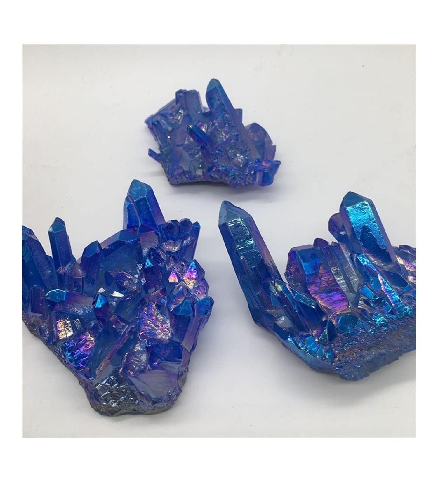 Crystal Cluster Specimen Blue Angel Aura Flower Natural Electroplating Gemstone Quartz Cluster Home Collections (Size : 100-150g) - Buy Online on GoSupps.com