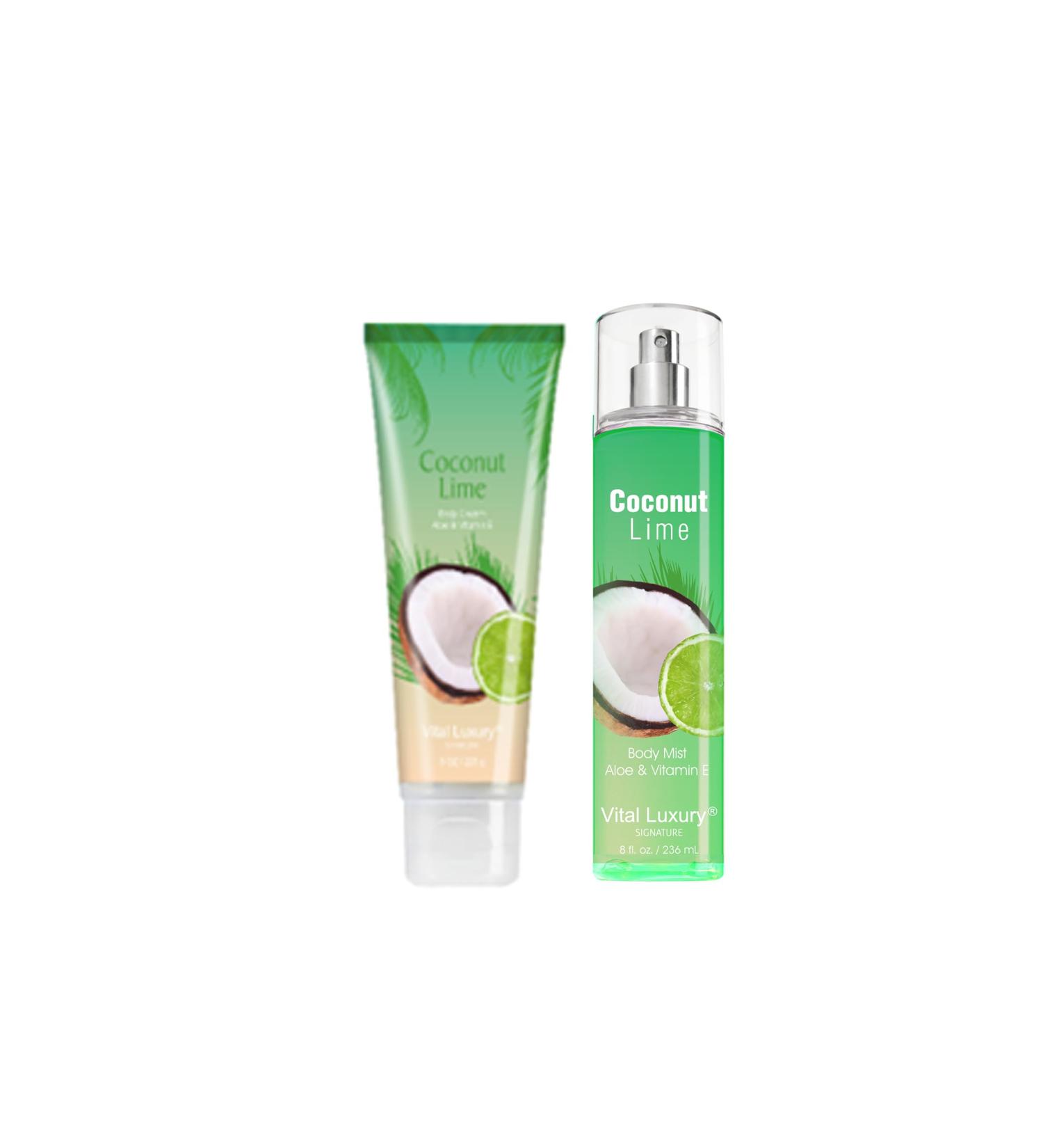 Luxurious Coconut Lime Body Cream & Mist Set | 8oz Moisturizing Self-Care Combo for Women & Girls - International Shipping Available - Buy Online on GoSupps.com