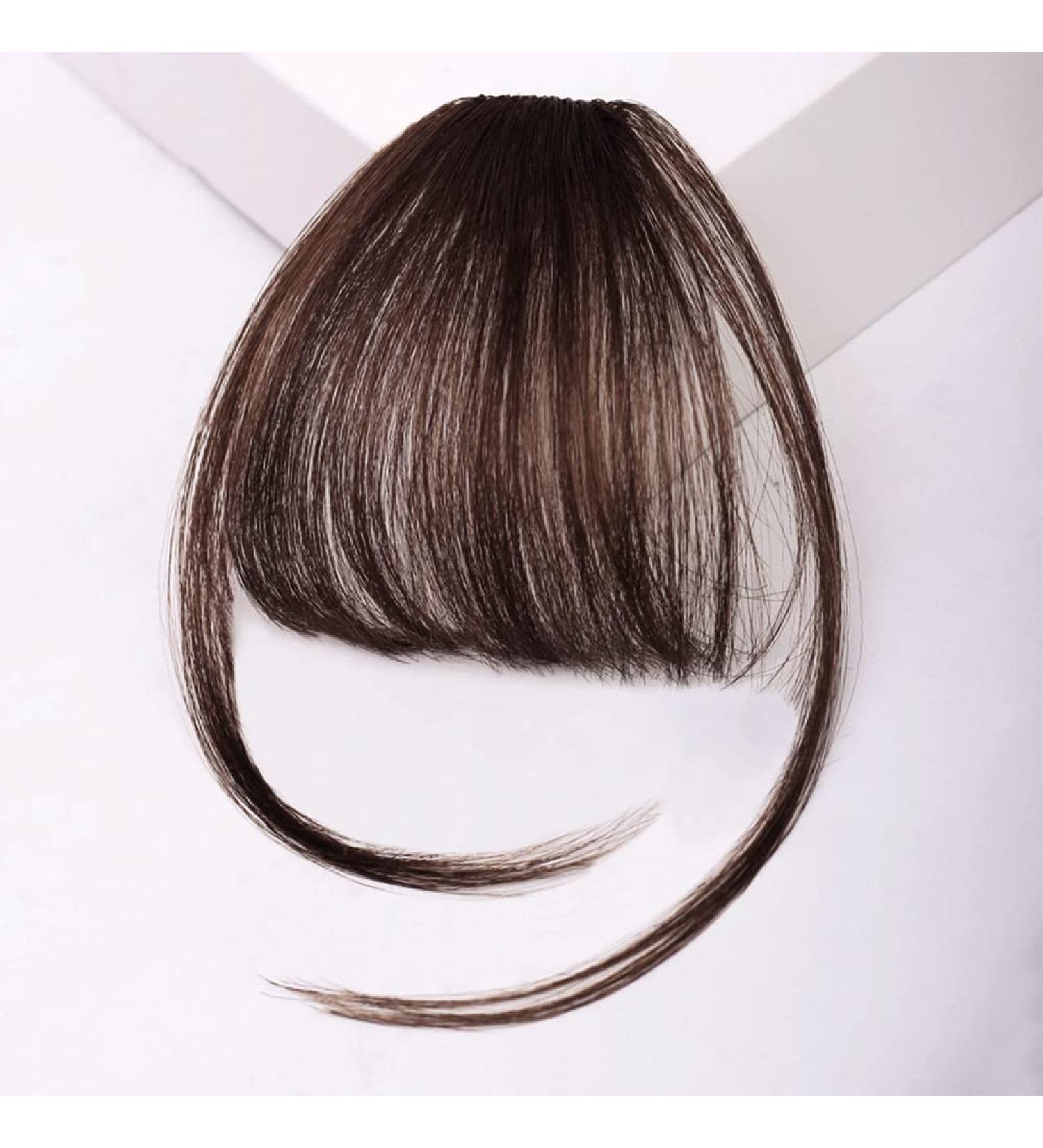 Bangs Bangs Hair Clip in Bangs Heat Resistant Thin Bangs Fringe Bangs Clip on Hairpiece One Piece in Fringe Natural Flat Air Bangs Hair Extensions for Women for Women Curved Bangs for Daily Wear (C B Dark brown - Buy Online on GoSupps.com