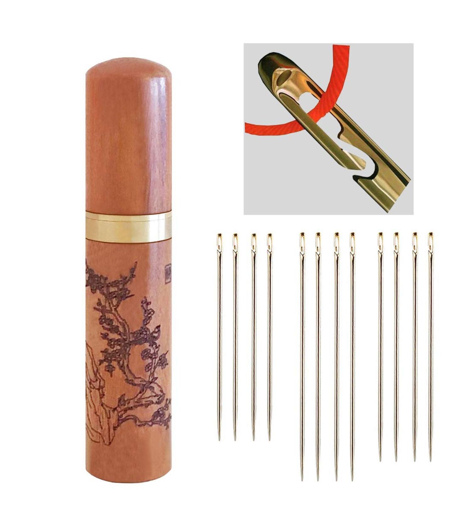 Self-Threading Needles  Needle Threader with Needle case Carving Plum Blossom Pattern  Golden  12 Pack plum blossom - Side Thread small - Buy Online on GoSupps.com