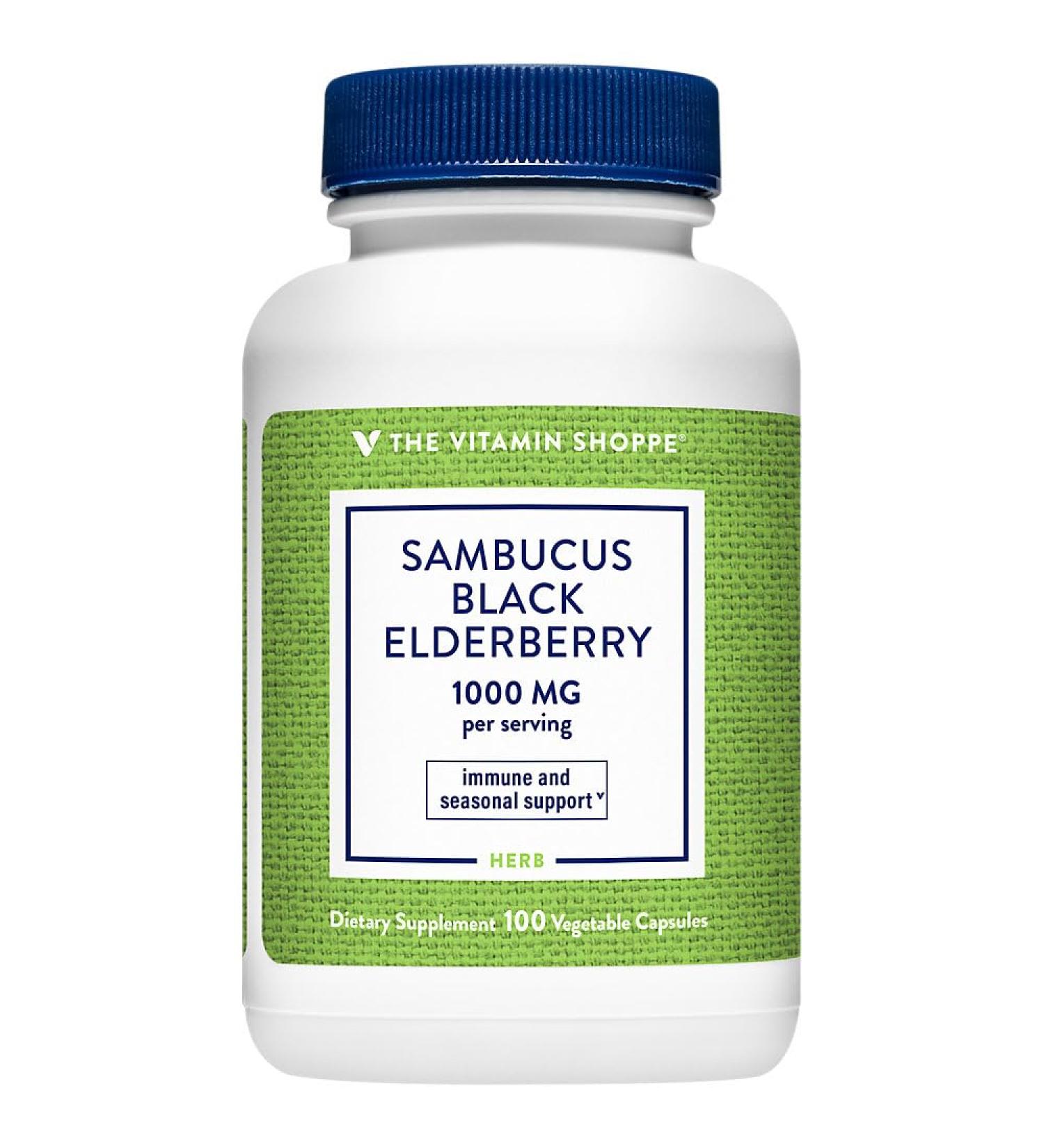 The Vitamin Shoppe Sambucus Black Elderberry Extract - Immune Defense & Seasonal Wellness | Premium Concentrate | 100 Capsules | Year-Round - Buy Online on GoSupps.com