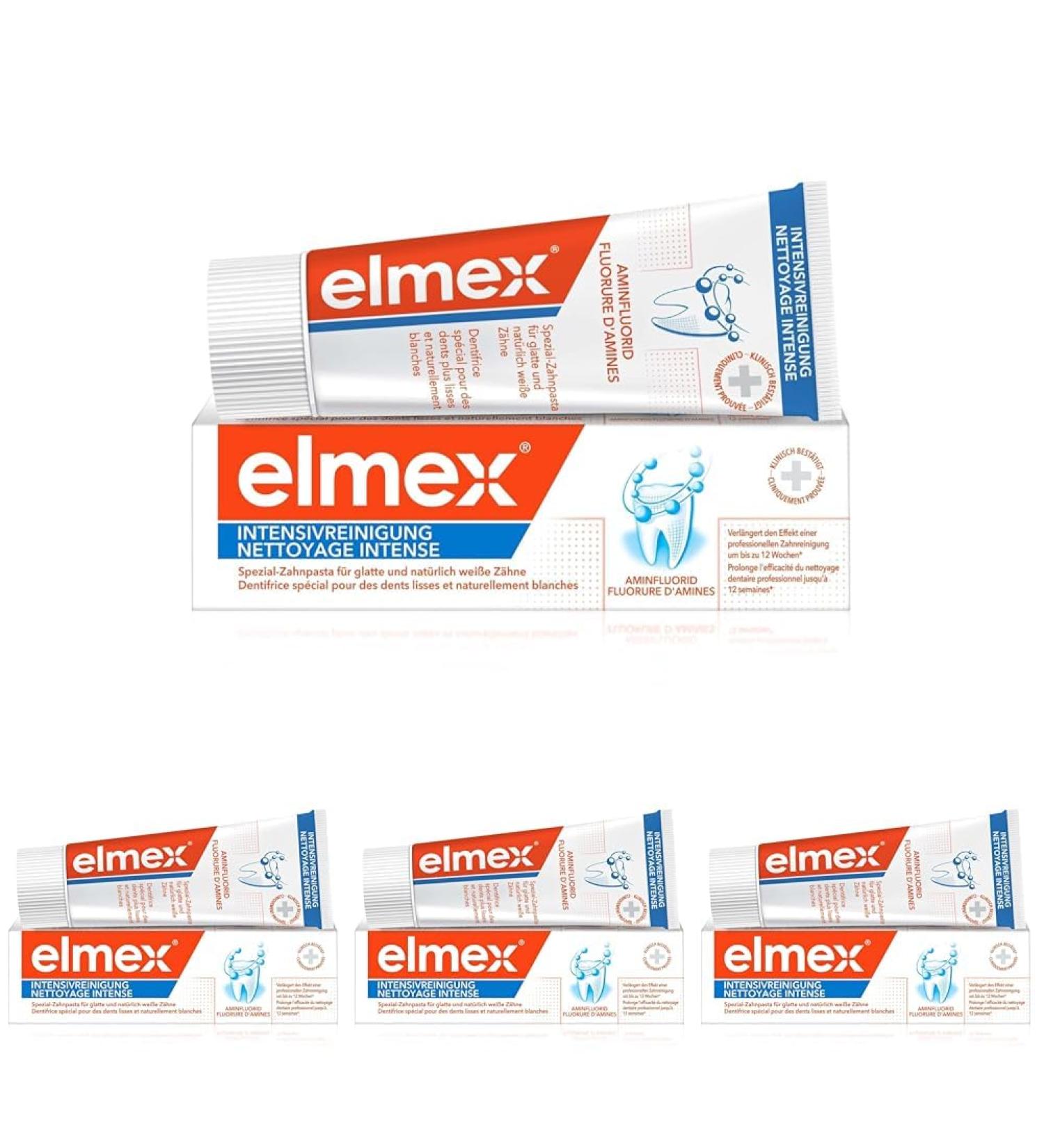 Elmex Toothpaste Intensive Cleaning 50ml - Pack of 4 for Smooth White Teeth | Professional Cleaning Effect - Buy Online on GoSupps.com