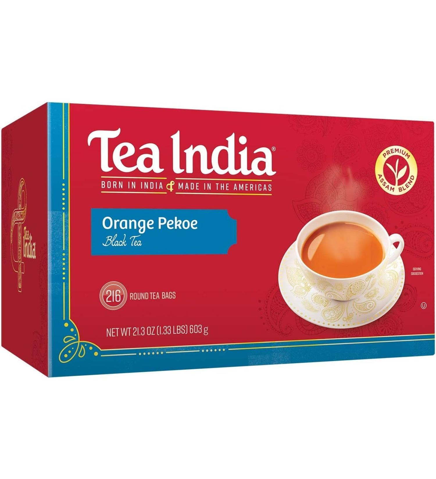 Tea India Orange Pekoe Black Tea Chai Flavorful Blend Of Black Tea & Natural Ingredients Strong Full-Bodied Traditional Indian Caffeinated Tea 216 Round Teabags - Buy Online on GoSupps.com
