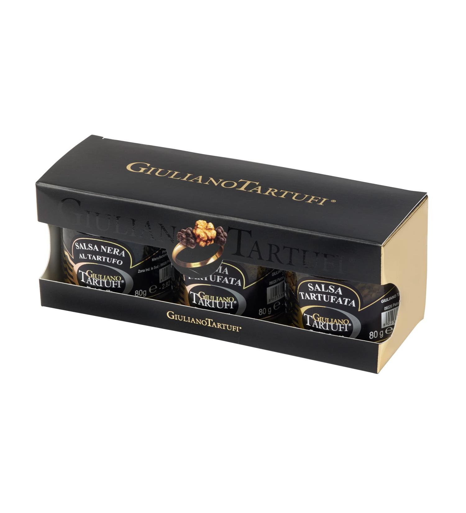 Gift set "I Love Tartufo" by Giuliano Tartufi with 3 different truffle sauces each 80g in a gift box