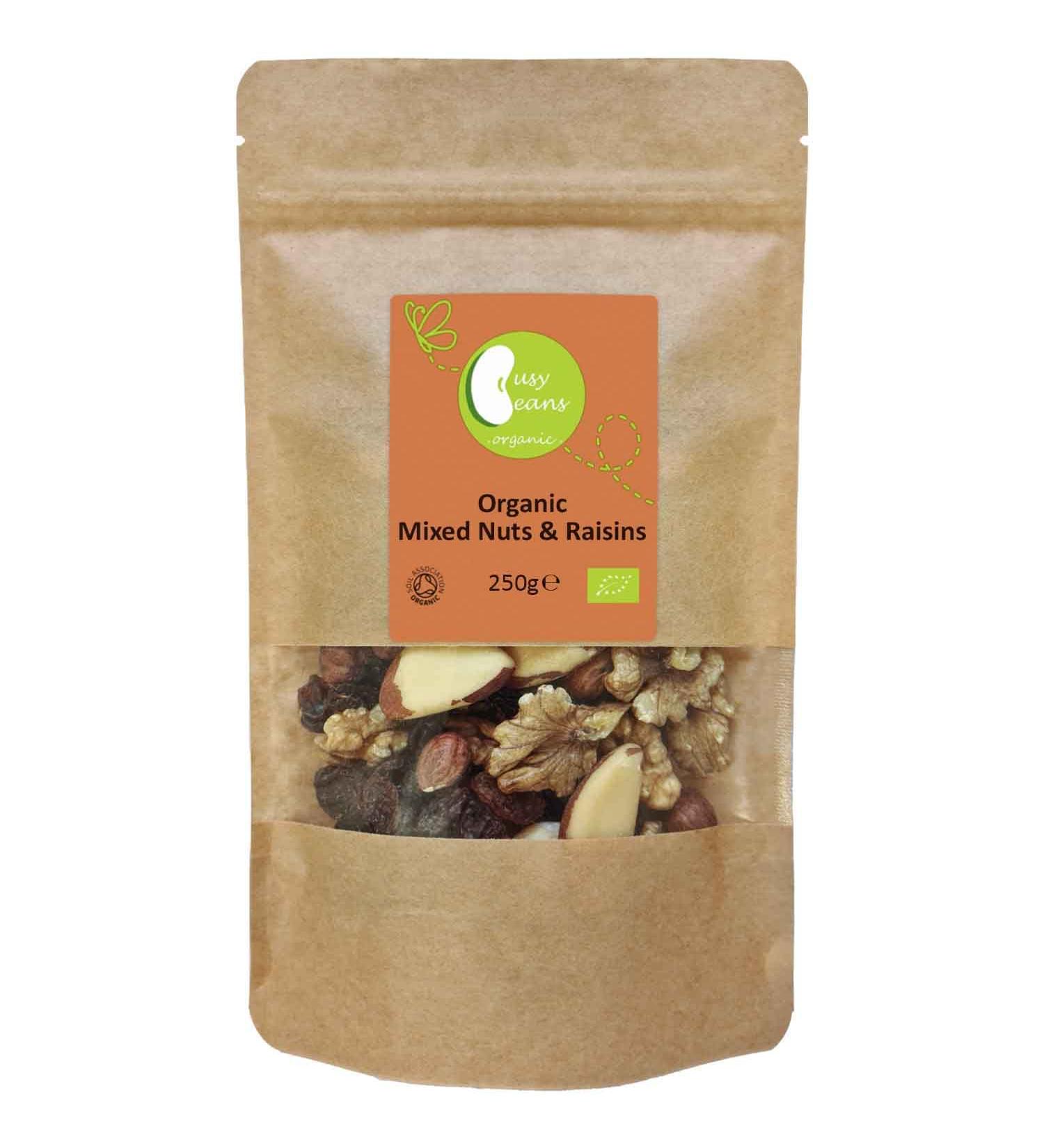 Organic Mixed Nuts & Raisins - Certified Organic - by Busy Beans Organic (250g) - Buy Online on GoSupps.com