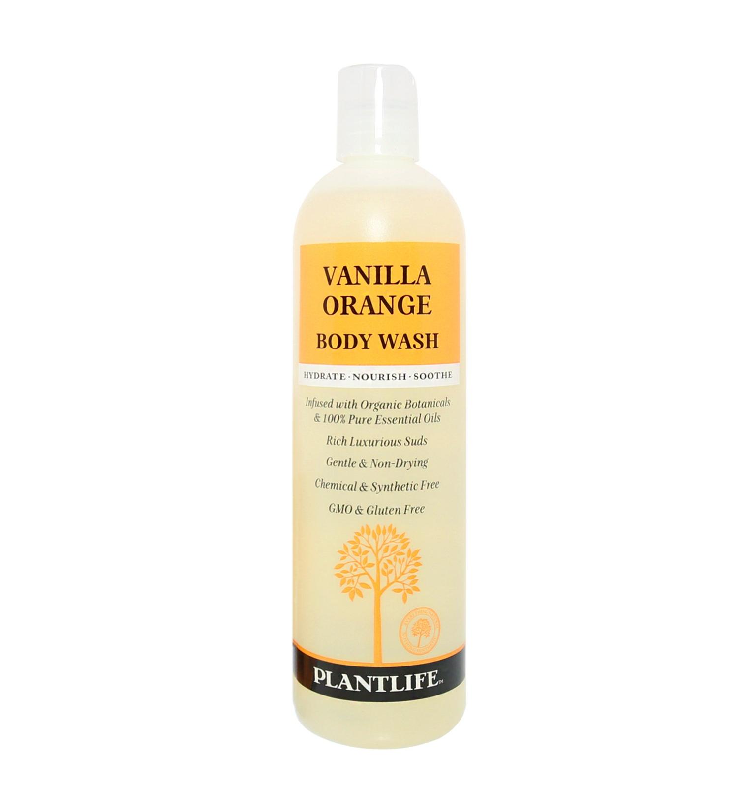 Plantlife Vanilla Orange Body Wash - GMO & Gluten Free | Gentle Moisturizing Natural Body Wash Made in the USA - 14 oz - Buy Online on GoSupps.com
