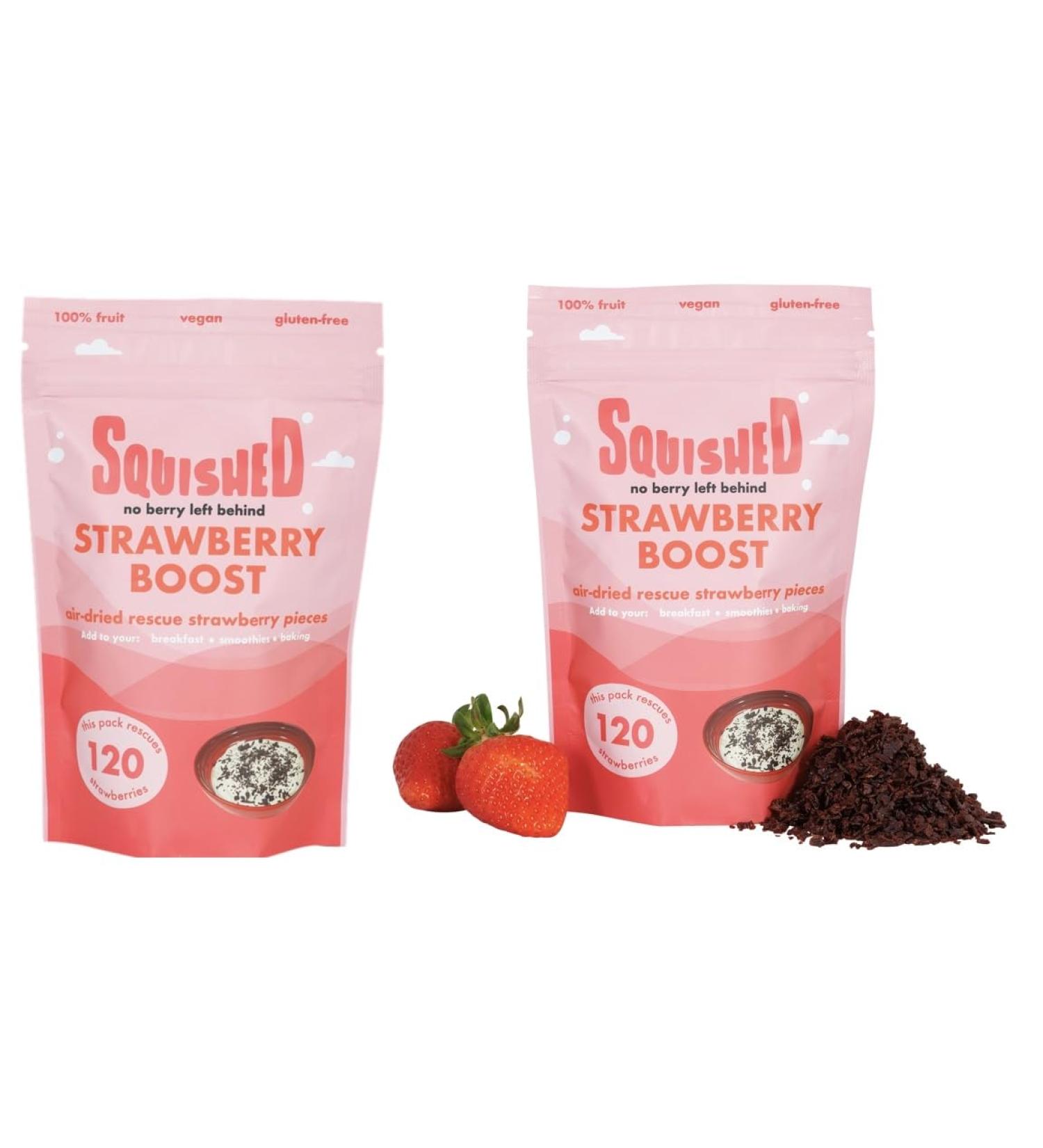 Squished Strawberry Boost | 2 x 150g | Air-Dried Nutrient-Rich Ingredient for Breakfasts and Baking | Gluten-Free | Resealable Bags - Buy Online on GoSupps.com