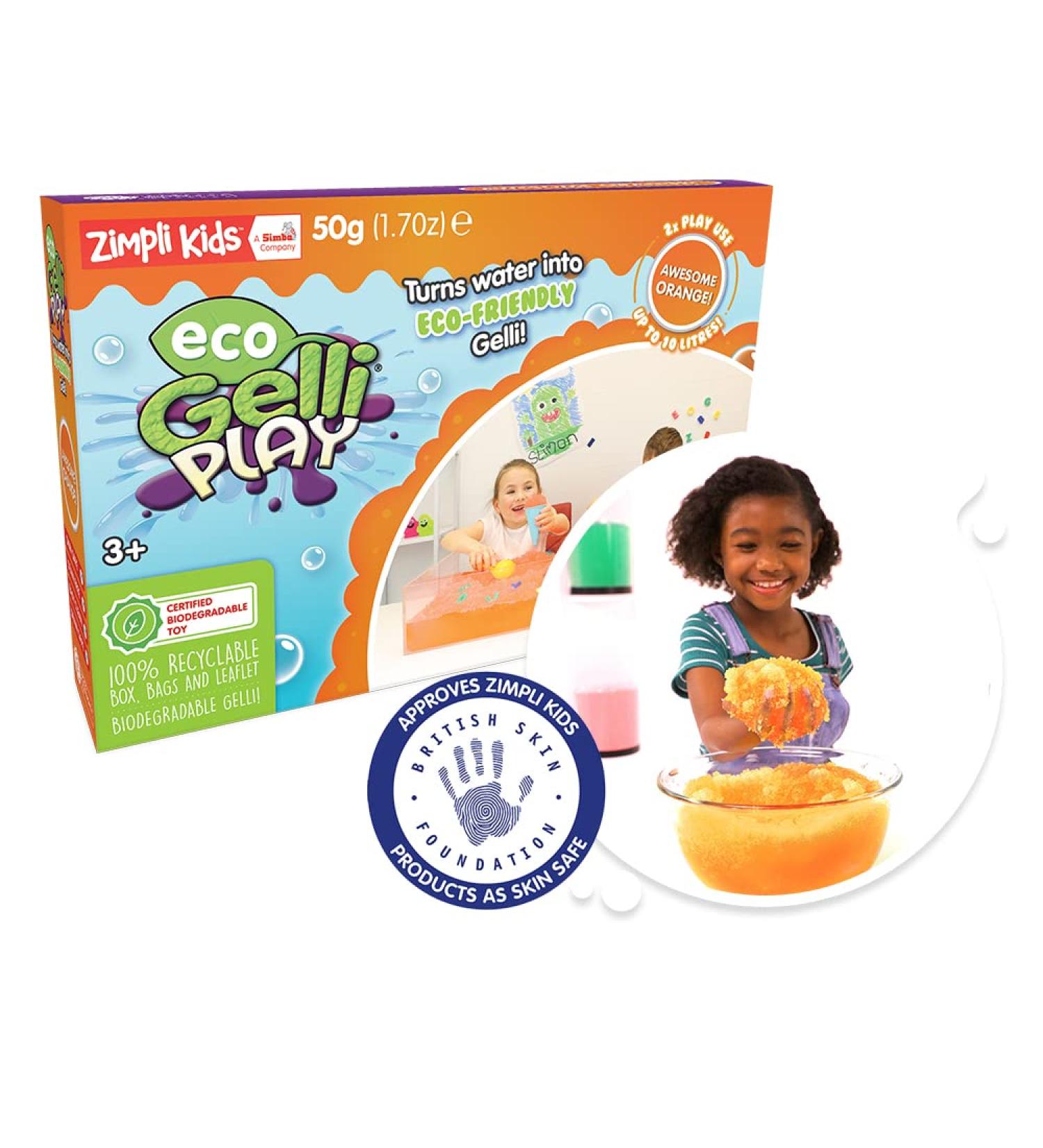Eco Gelli Play Orange - Zimpli Kids | Transform Water into Colorful Goo | Child-Safe Eco-Friendly Stress Relief Toy for Kids - Buy Online on GoSupps.com
