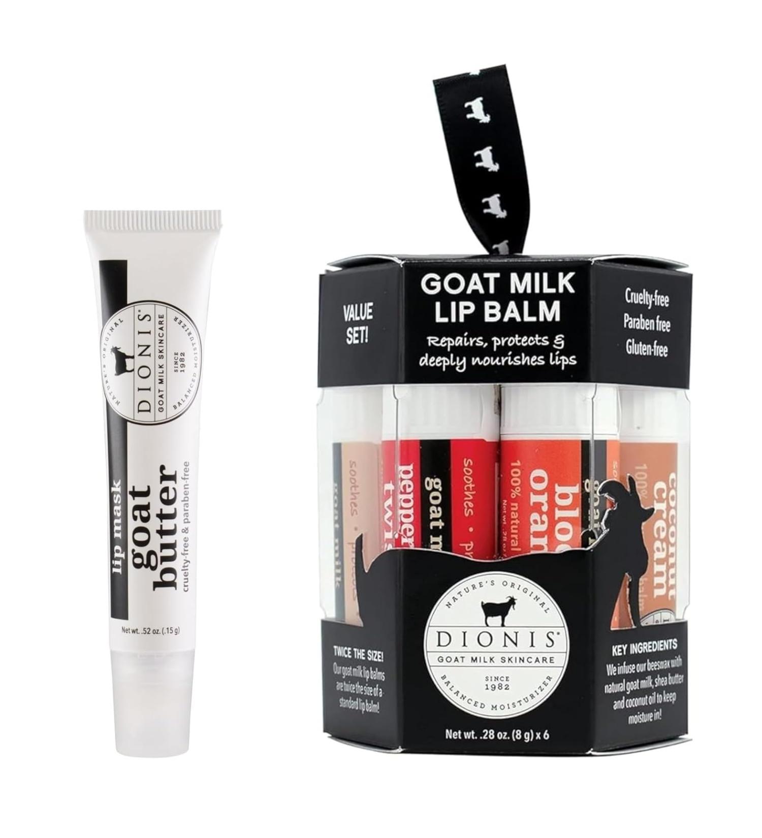 Dionis Goat Butter Overnight Leave On Lip Mask and 6 Pc Lip Balm Ornament 2024 - Buy Online on GoSupps.com