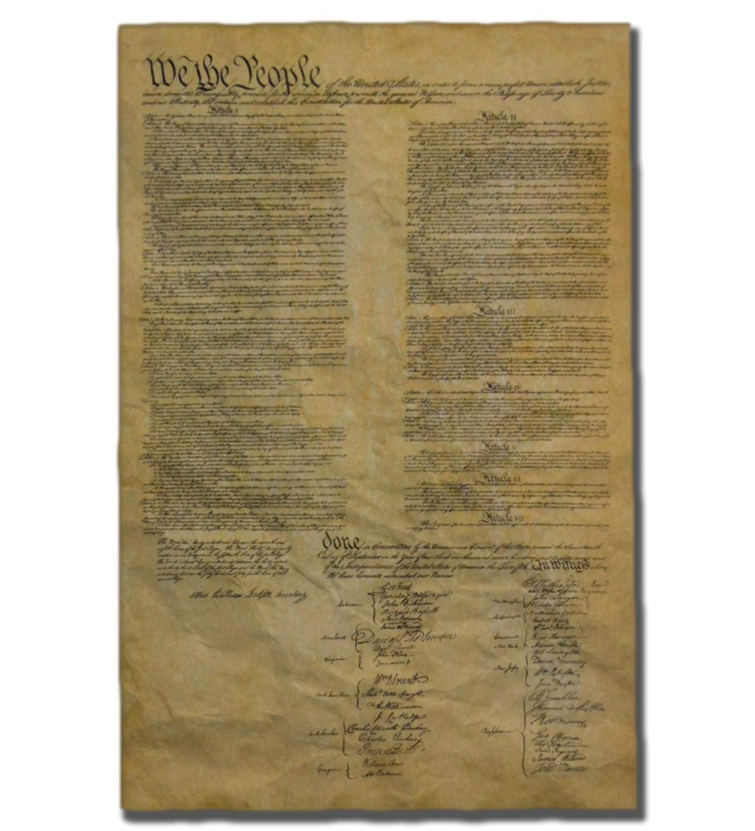 United States Constitution  Authentic Replica Printed on Antiqued Genuine Parchment. 12.5 x 19 - Buy Online on GoSupps.com