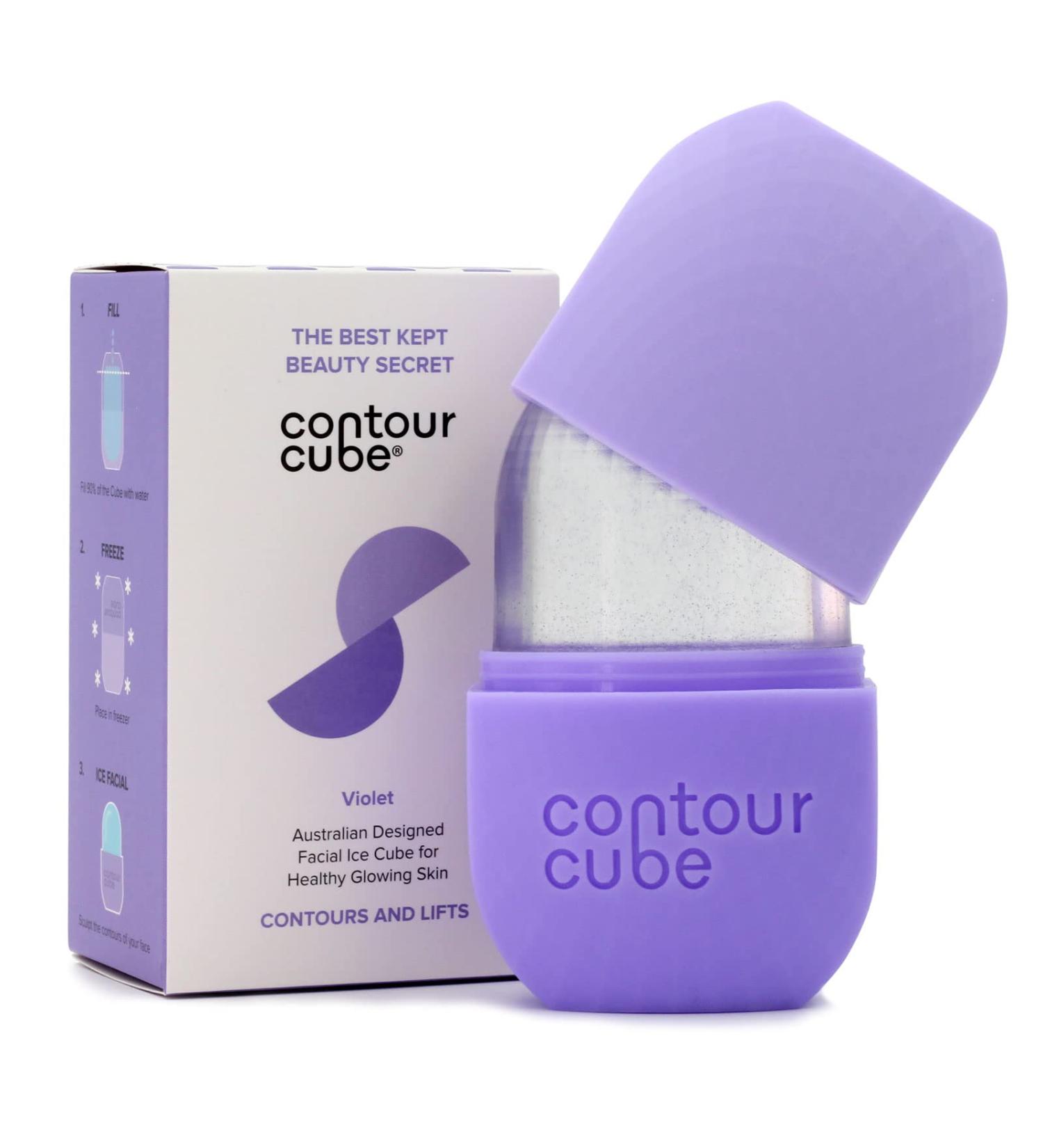Contour Cube Original - Ice Roller for Sculpting & De-Puffing - Face Ice Roller & Massager with BPA-Free Silicone - Ice Mold for Face - Skin Care Tools for Daily Skincare (180ml) - Violet Original 180ml Violet