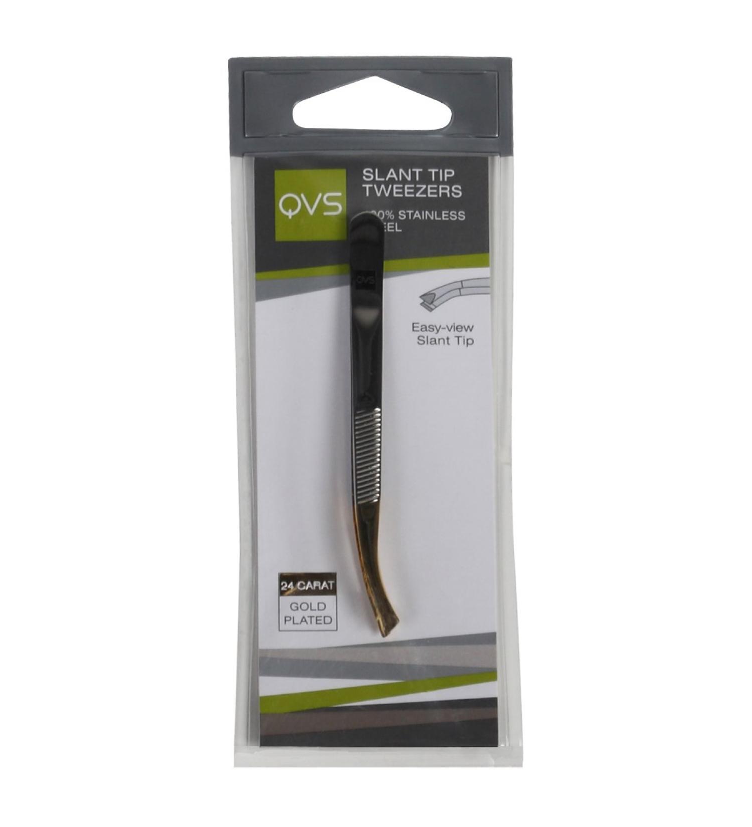 Truyu 10-1015 24ct Gold Plated Easy View Slant Tweezer - Perfect For Facial Hair Removal For Women and Eyebrow Tweezers. Silver