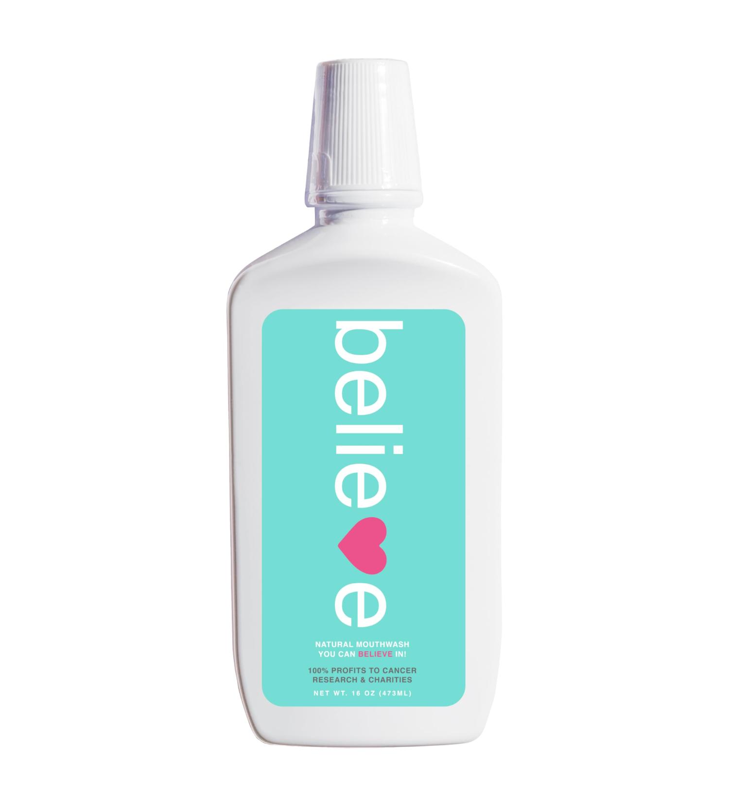 Believe Oral Care Mouthwash - 100% Profits to Cancer Research | Natural Alcohol-Free Fluoride-Free 16 OZ - Buy Online on GoSupps.com