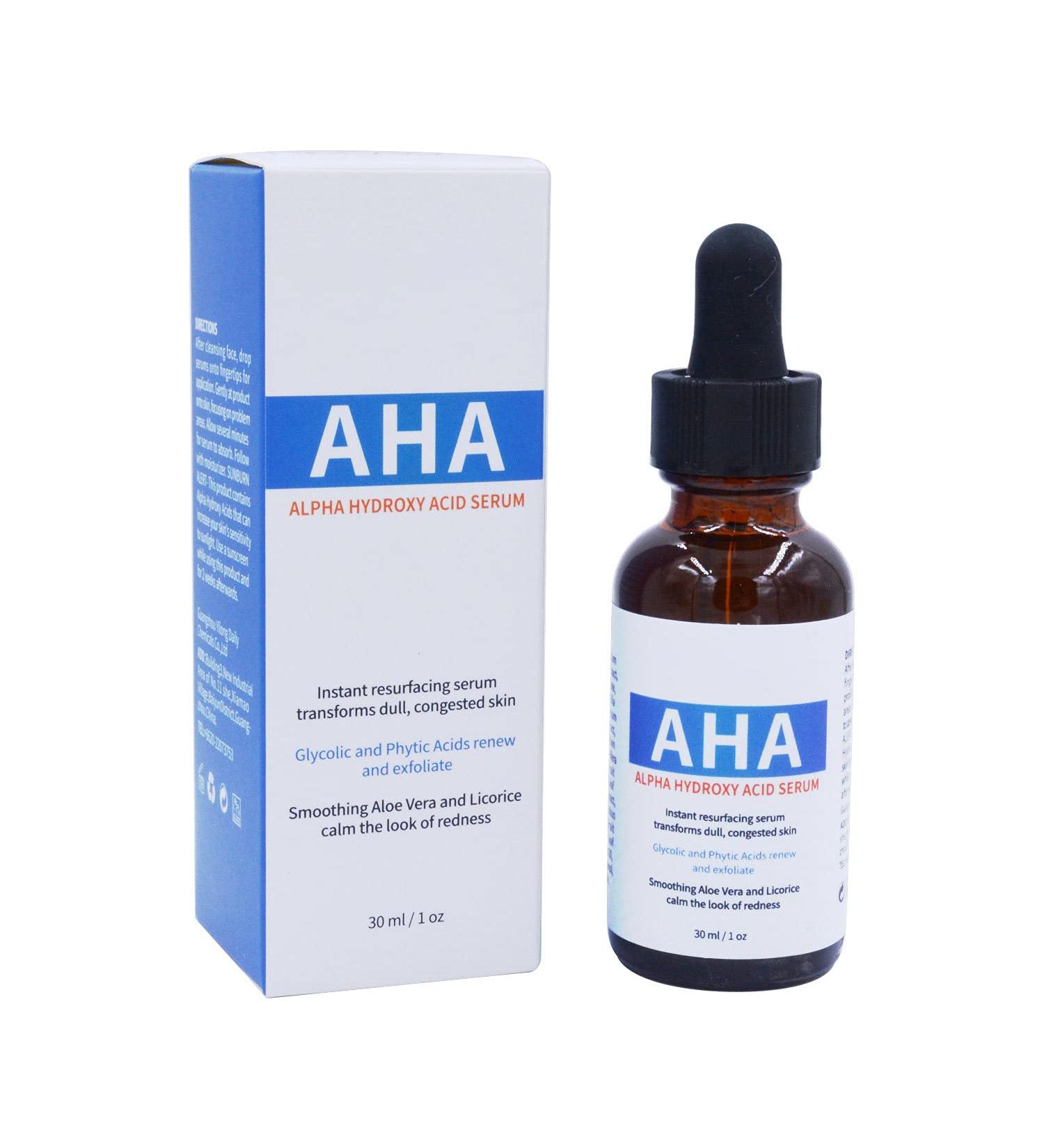 AHA Alpha Hydroxy Acid Serum - Instant Resurfacing & Exfoliating Renewal Serum for Dull Skin - 30ml - Buy Online on GoSupps.com