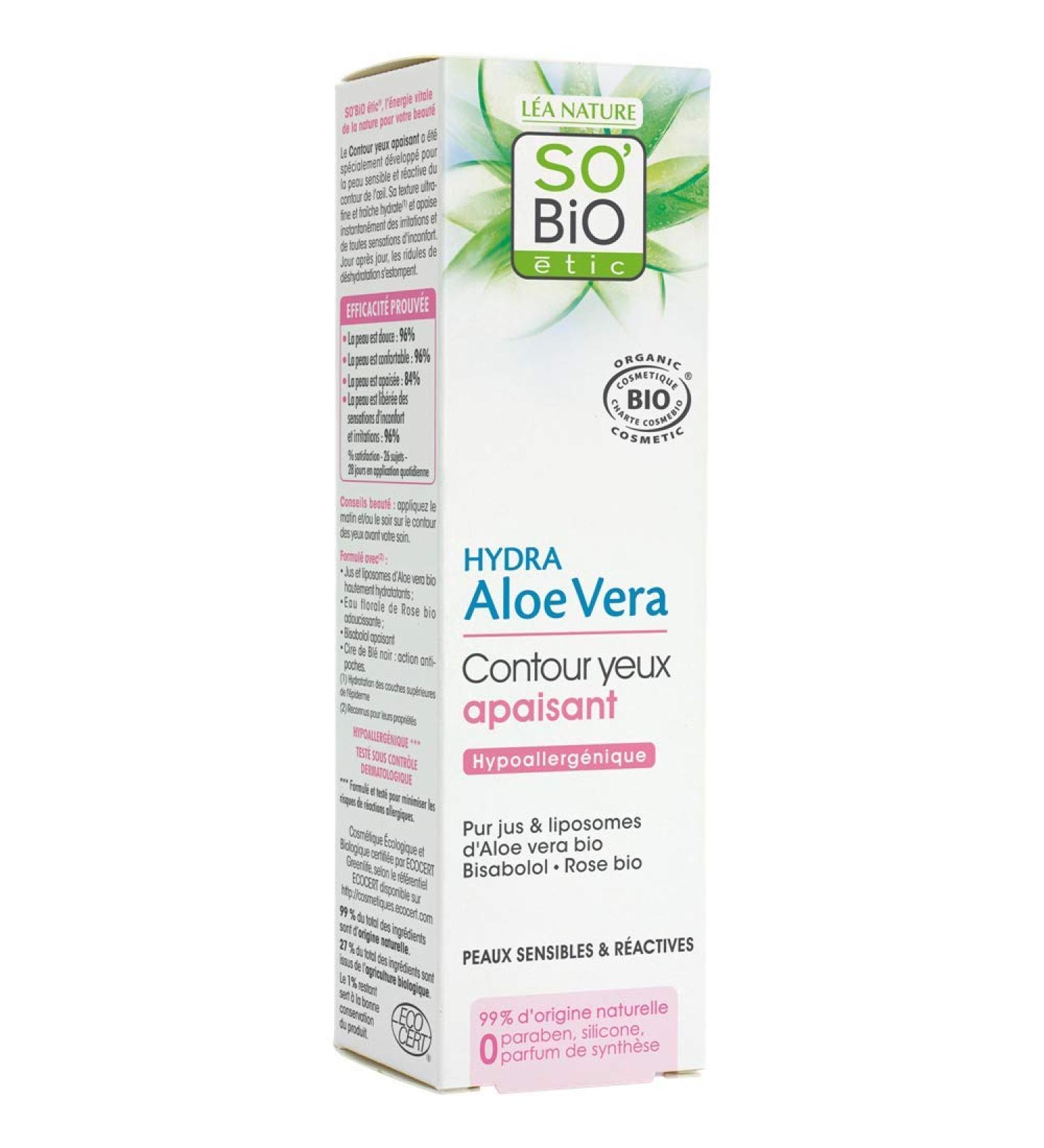 So'Bio tic Soothing eye contour sensitive and reactive skin Hydra Aloe Vera 15 ml - Buy Online on GoSupps.com