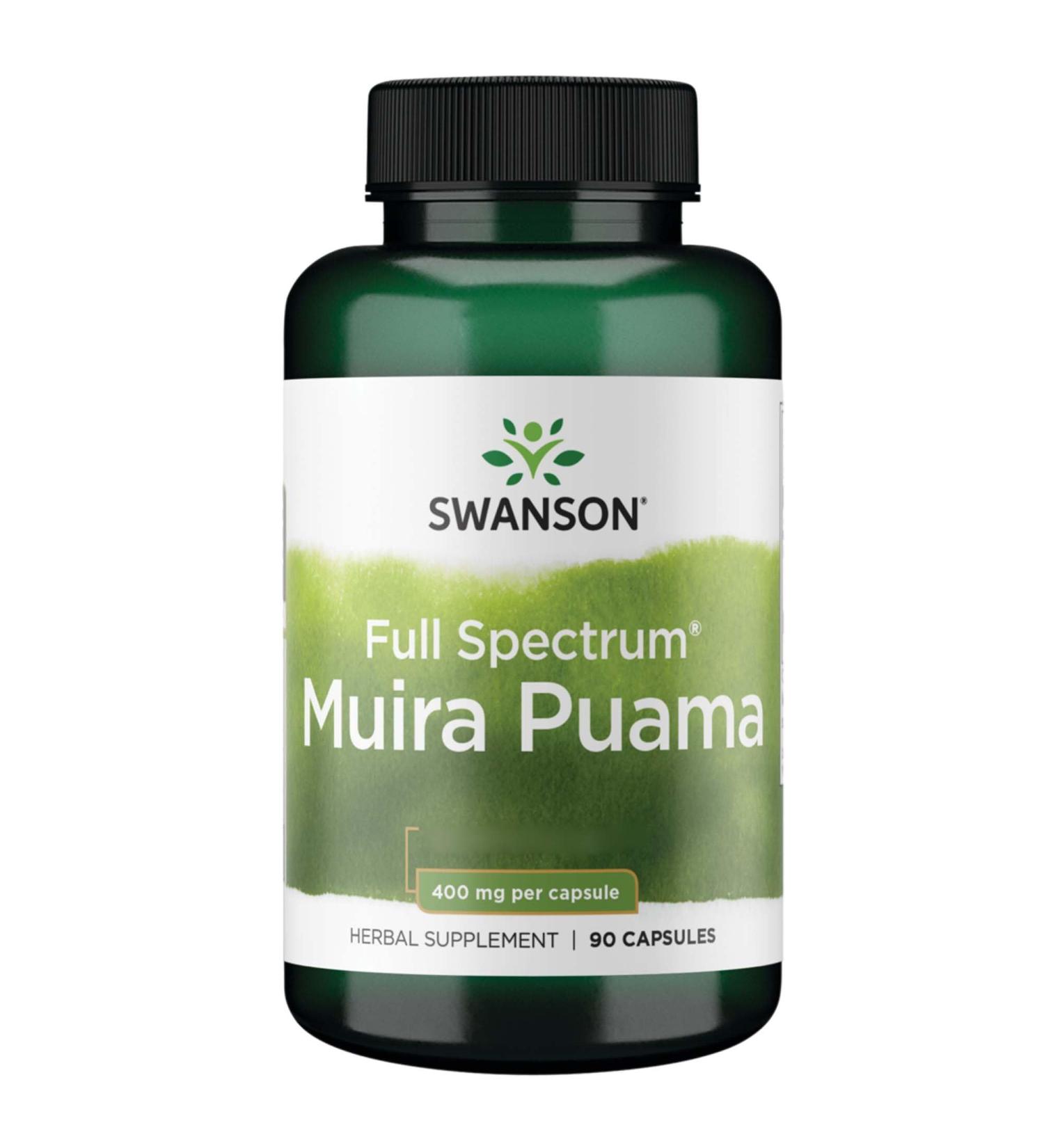 Swanson Full Spectrum Muira Puama 400mg 90 Capsules | Lab-Tested | Soy-Free, Gluten-Free, GMO-Free - Buy Online on GoSupps.com