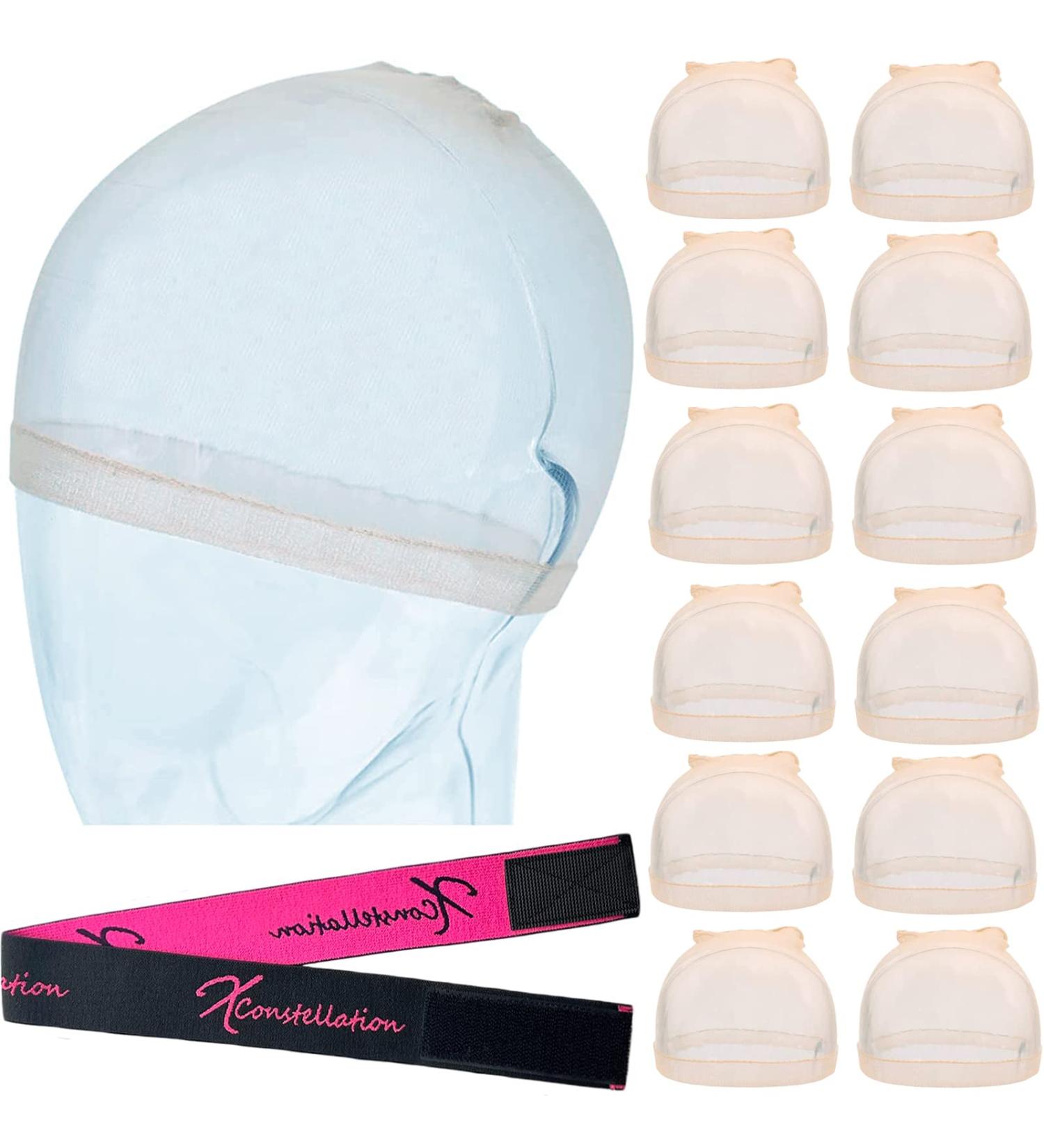 Xconstellation 12 Pcs HD Wig Caps for Women - Transparent & Invisible Stocking Caps with Elastic Wig Band Set - Wig Accessories - Buy Online on GoSupps.com