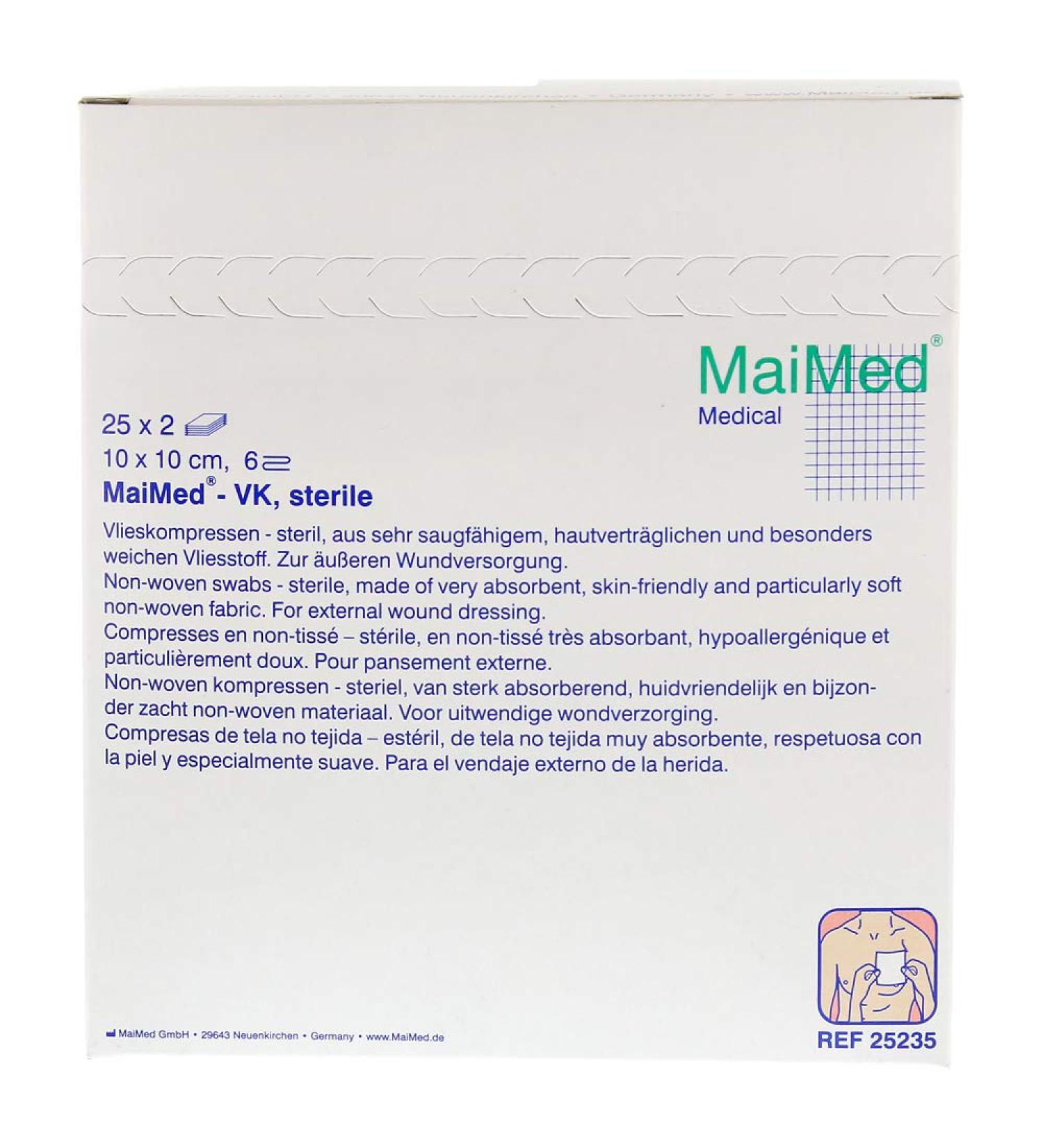 NONWOVEN COMPRESSIONS sterile 10x10 cm 6-ply 25X2 pcs