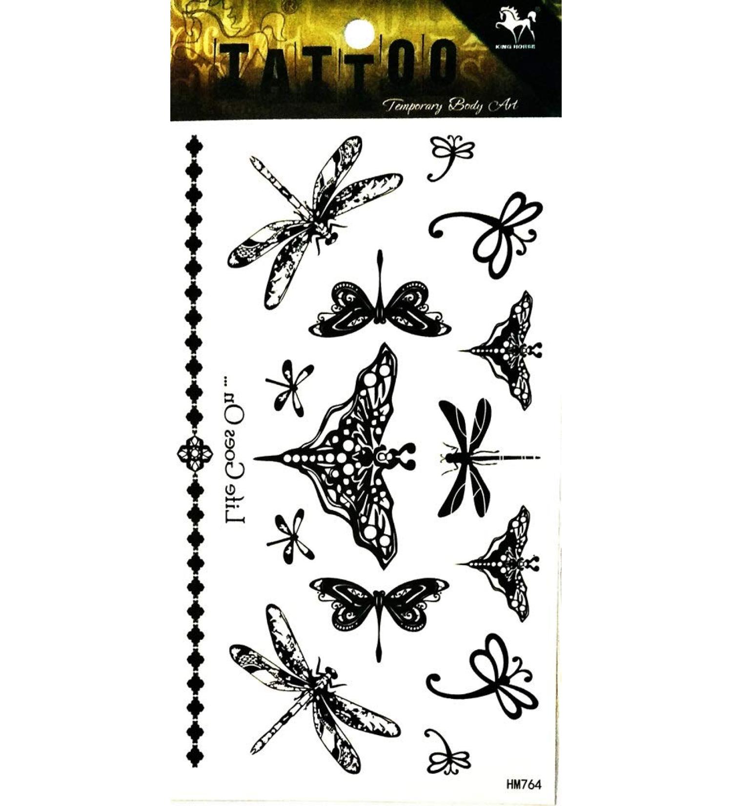 PP TATTOO 1 Sheet Butterfly Dragonfly Tattoos Body Art Stickers Color Flash Fake Waterproof Tattoo Stickers for Women Men Tattoo b3