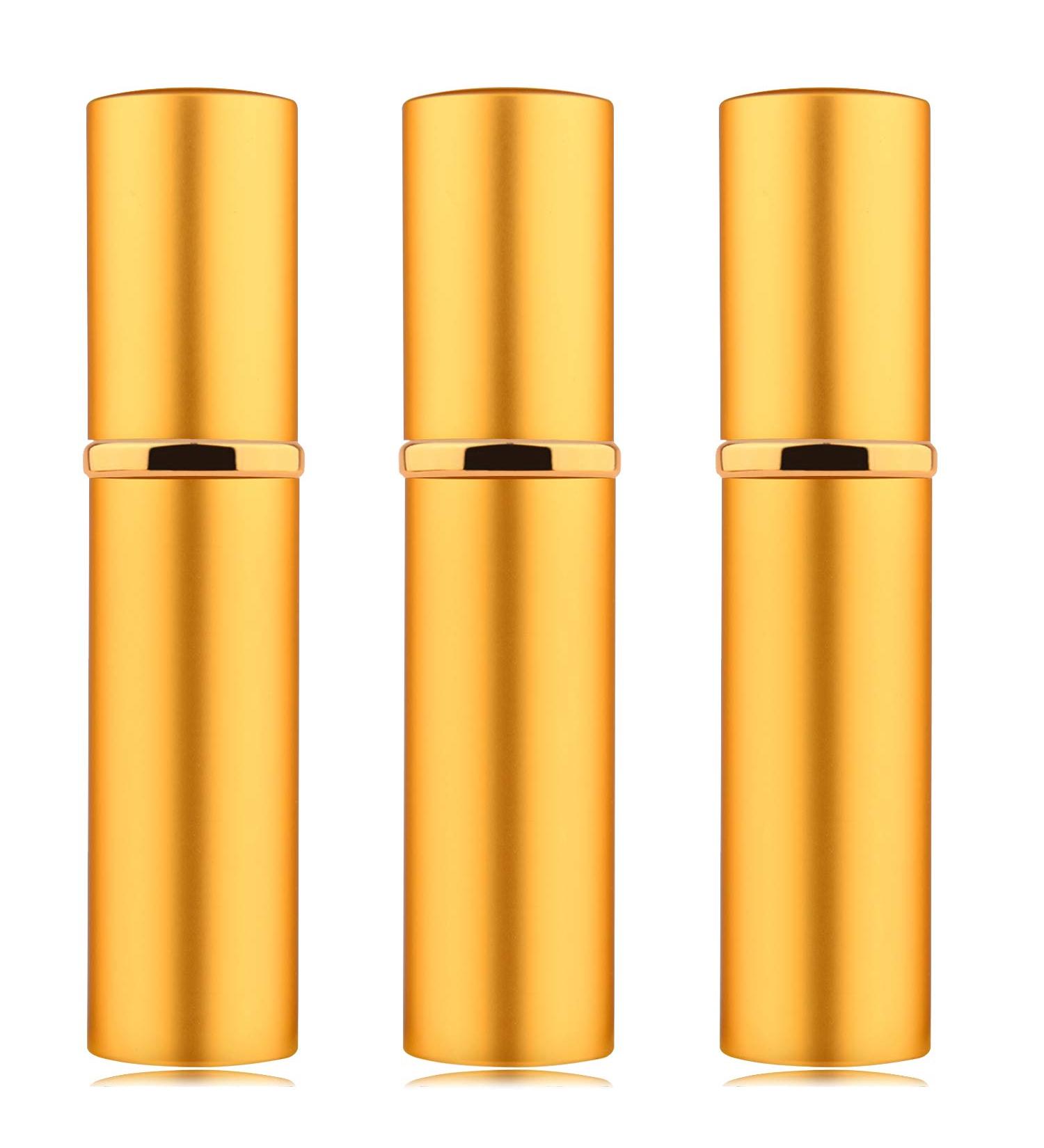 3Pcs 10ML Portable Mini Refillable Perfume Atomizer - Travel Spray Bottles for Purse - Gold - Buy Online on GoSupps.com