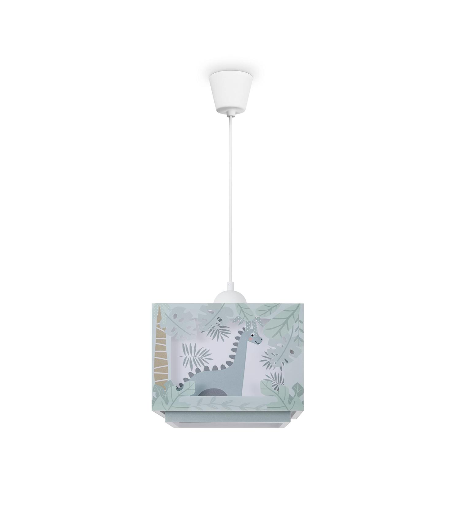 Paco Home Dinosaur Ceiling Lamp | Glow in the Dark Pendant Light for Children's Room | E27 Green Fabric Lampshade - Buy Online on GoSupps.com