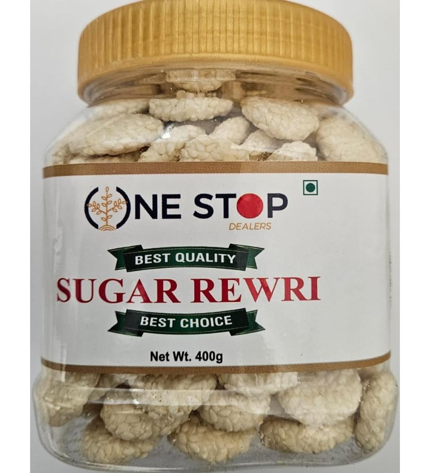 One Stop Dealers Sugar Rewri (400 Gram) - Traditional Indian Sweet Treat - Made from Sugar Cane Unrefined Sugar (Pack of 1) 400 g (Pack of 1)