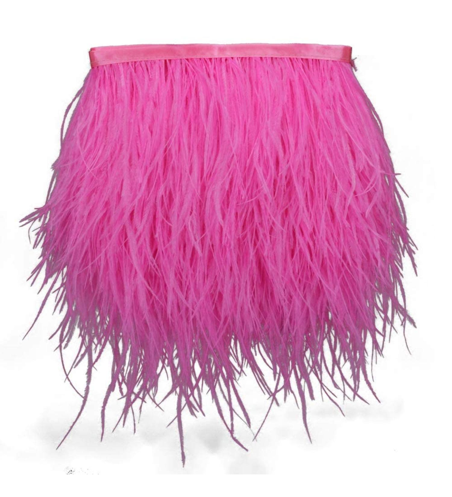 Ostrich Feather Fringe Trim Ribbon 2 Yards - Fluorescence Peach - 4-6inch Width - Sewing & Crafts Accessories - Buy Online on GoSupps.com