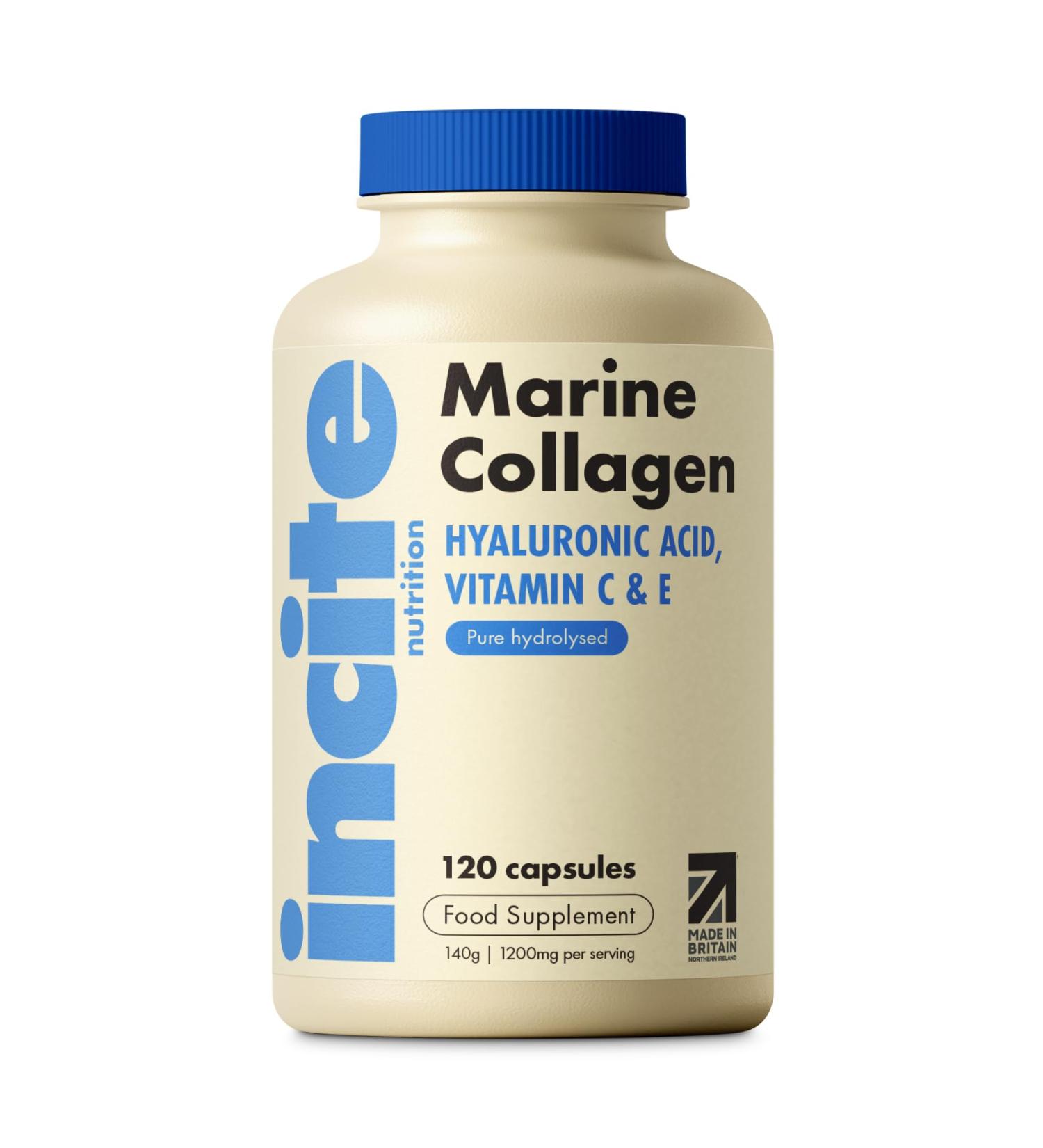 Marine Collagen Supplements for Women & Men 1200mg | 120 High Strength Marine Collagen Capsules | Pure Superior Type 1 Hydrolysed with Hyaluronic Acid Vitamins C E B12 Copper Zinc and Iodine 120 count (Pack of 1) - Buy Online on GoSupps.com