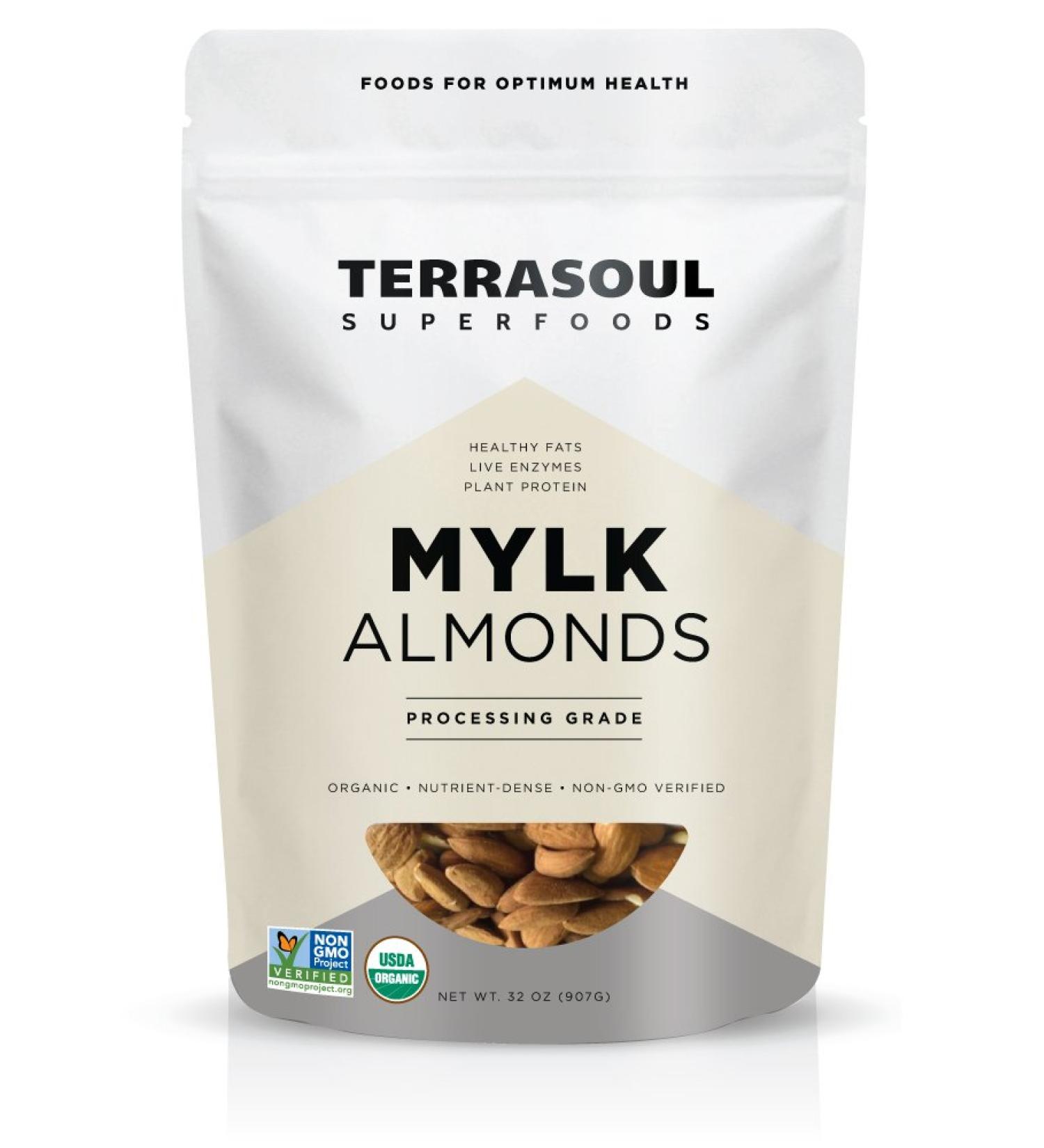 Terrasoul Superfoods Raw Organic Almonds (Mylk Grade) 2 lbs - 32 oz (Pack of 1) - Buy Online on GoSupps.com