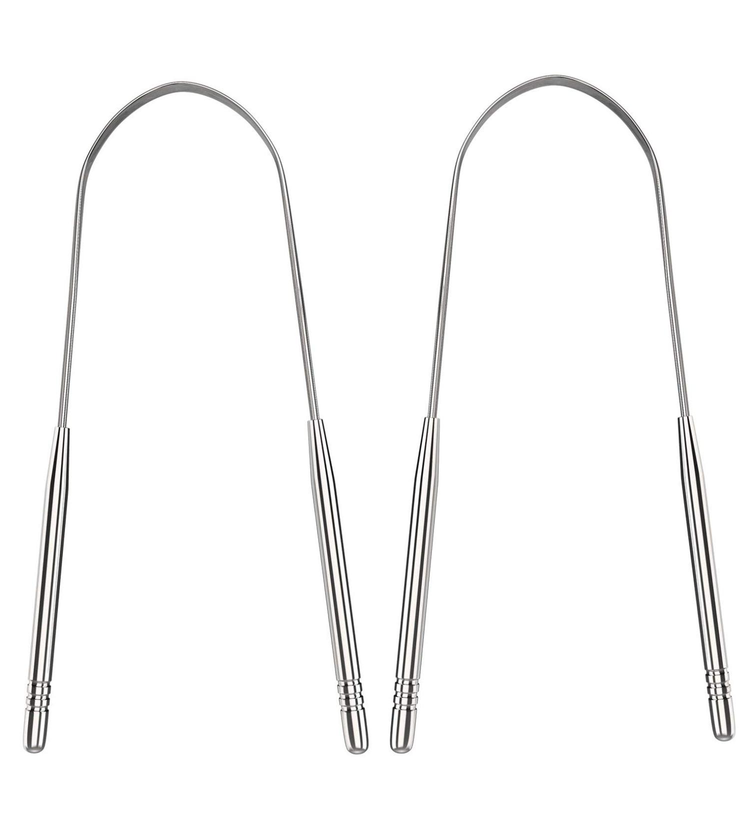 YIBIDINAY Tongue Scraper Cleaner - Surgical Grade Stainless Steel - Professional Dental Kit for Adults - Eliminate Bad Breath - Non-synthetic Grip - 2 Pack - Buy Online on GoSupps.com