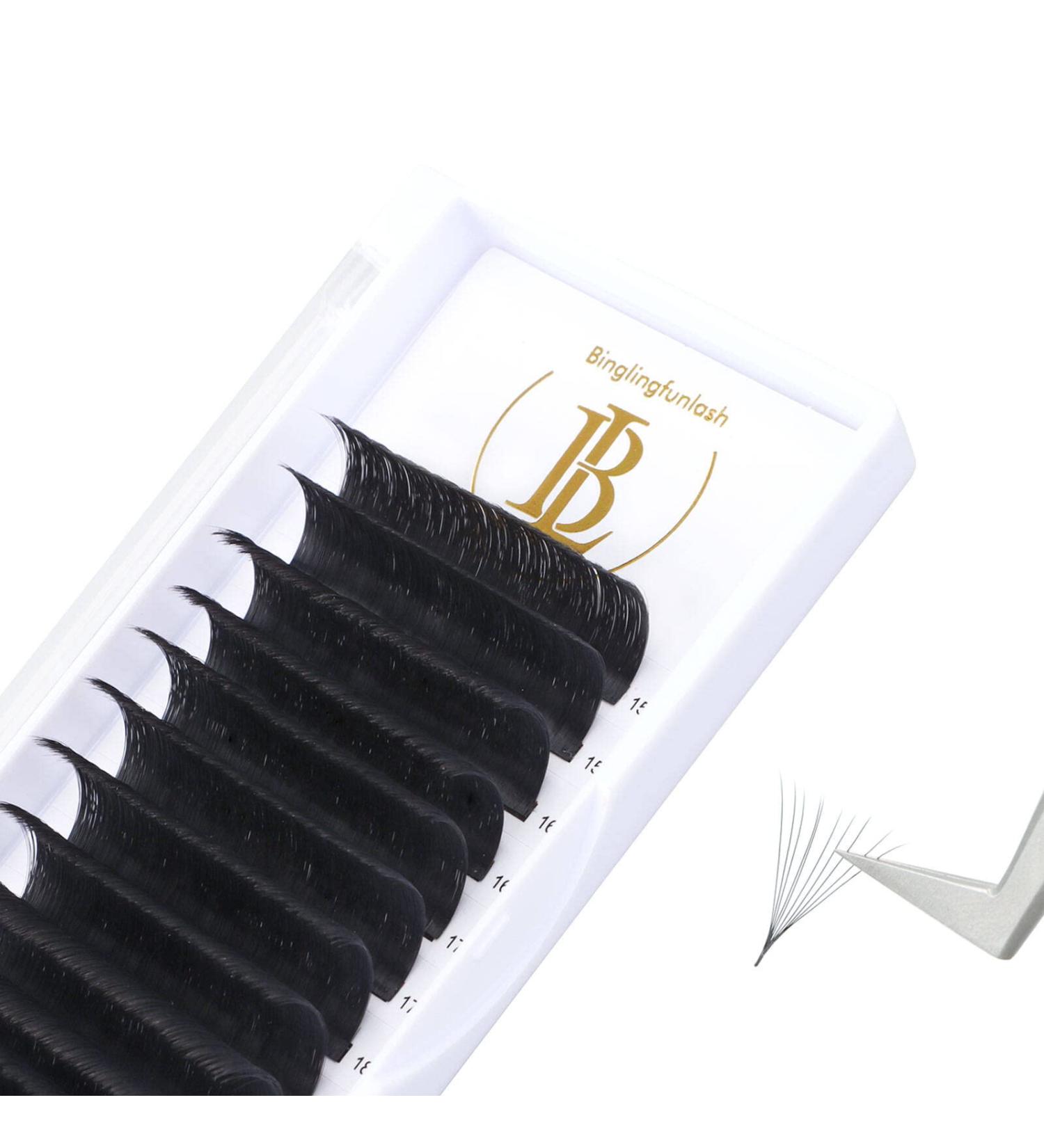 Binglingfunlash Easy Fan Volume Lash Extensions 0.07mm C Curl 17mm - Self Blooming Eyelash Extension Supplies - Buy Online on GoSupps.com
