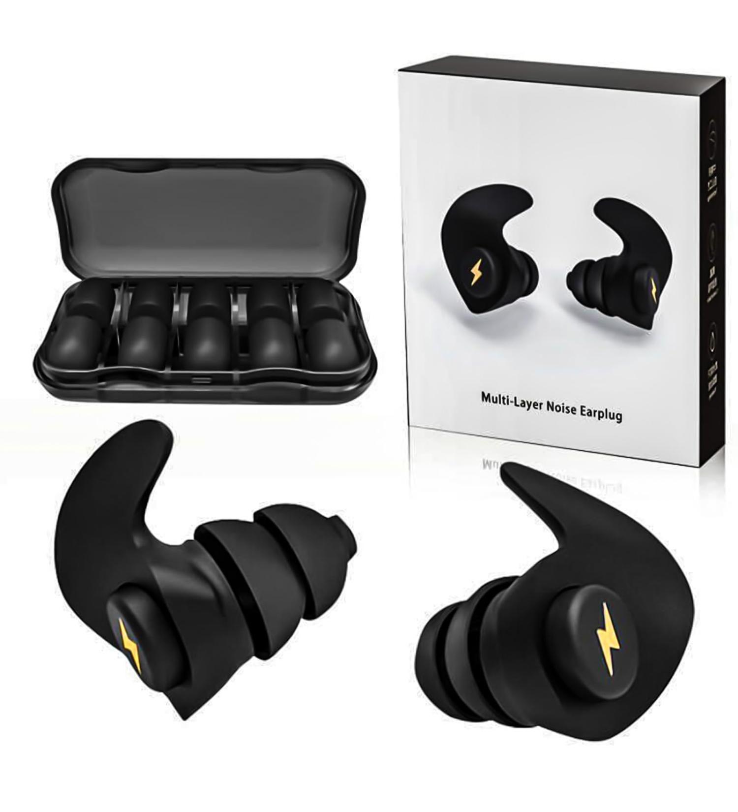Noise Cancelling Ear Plugs - 6 Pairs Reusable Silicone for Sleep Work & Concerts - Comfortable Hearing Protection (Black & White - Buy Online on GoSupps.com