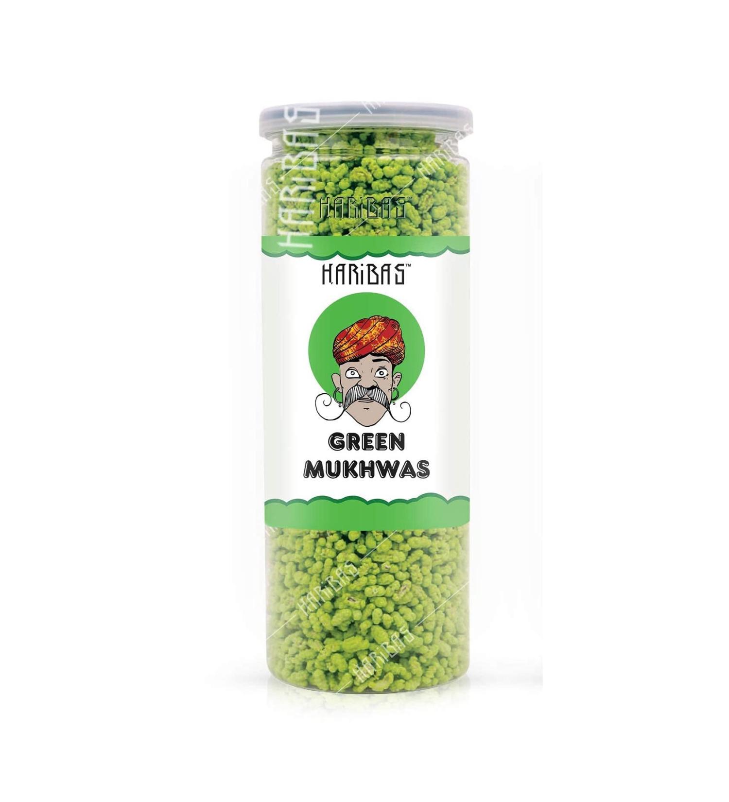 HARIBAS Green Mukhwas 200GM Peppermint Coated Saunf Mouth Freshner Mukhwas_Packing May Vary - Buy Online on GoSupps.com