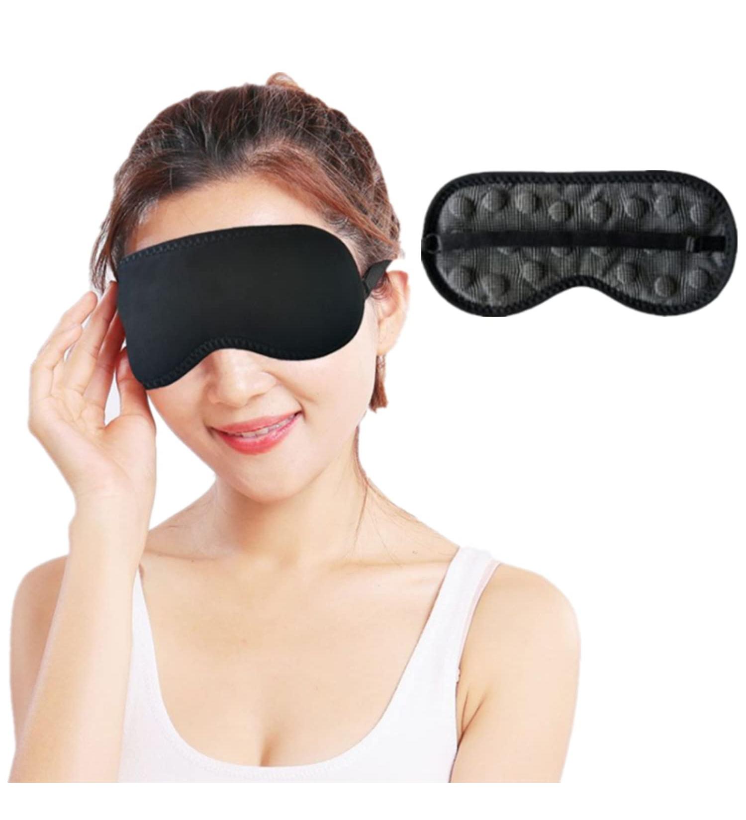 Far Infrared Magnetic Eye Mask | Adjustable Strap Blackout Blindfold for Sleep, Travel, Meditation - Velvet Eyeshade for Men and Women - Buy Online on GoSupps.com